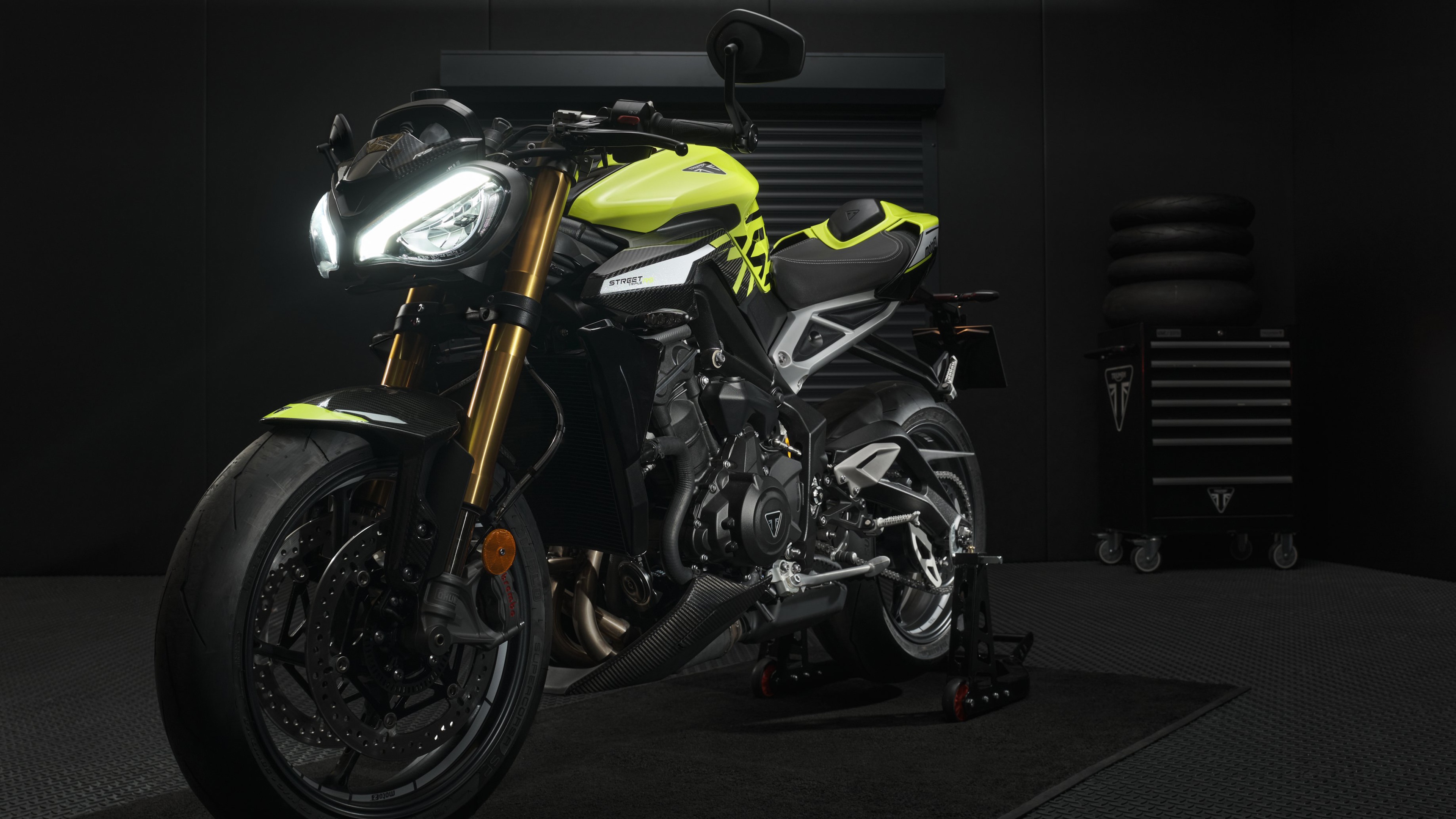Triumph Street Triple 765 Moto2 Edition 2022 motorcycle set against a dark background