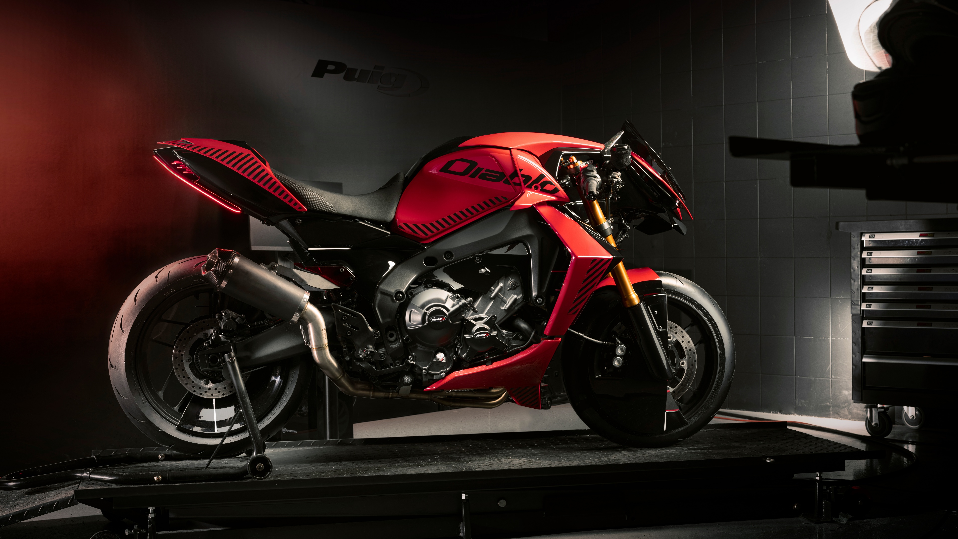 A sleek and futuristic Yamaha MT-09 concept motorcycle with advanced technological features and an aggressive, dark aesthetic.