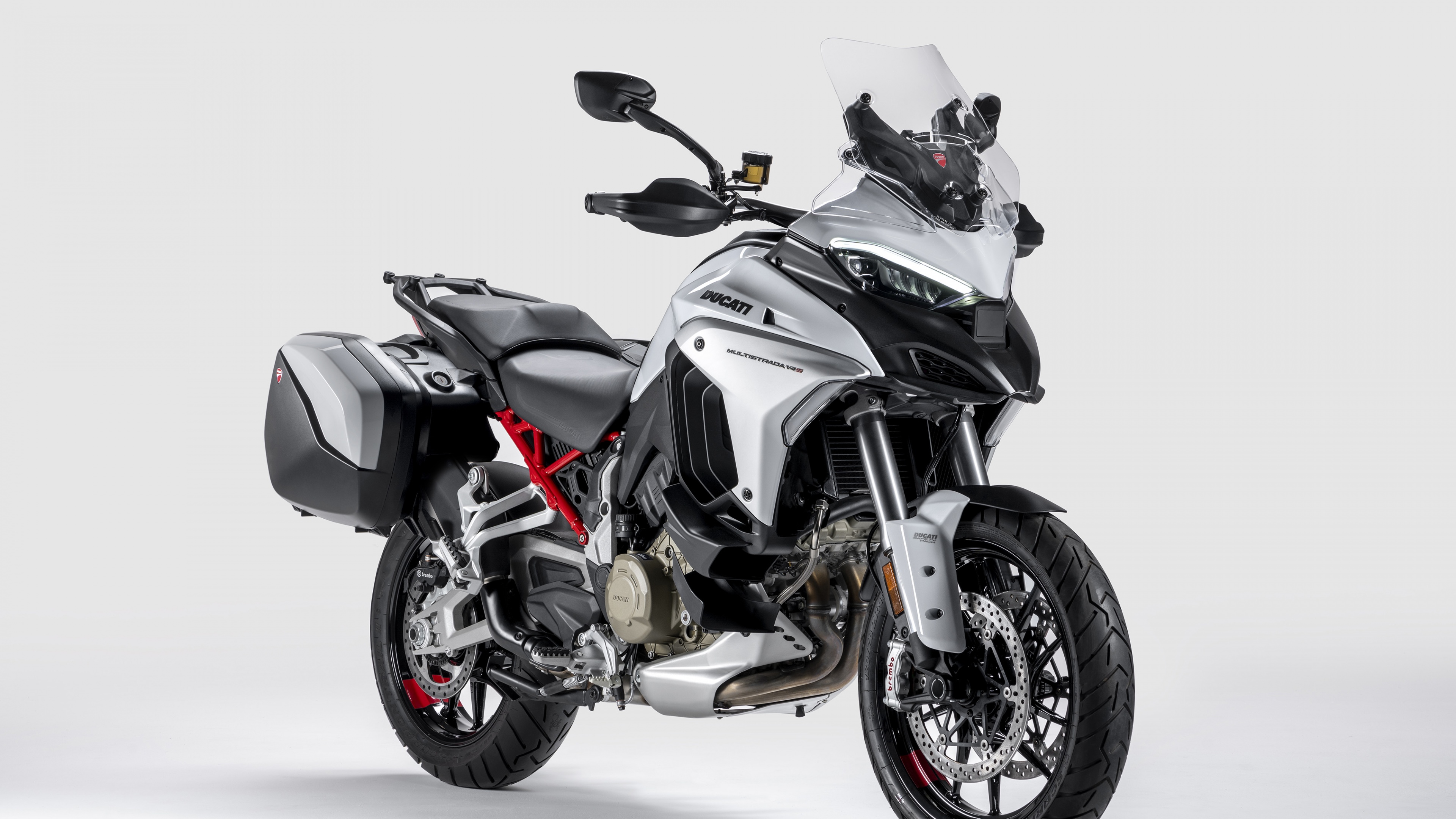 2022 Ducati Multistrada V4 S adventure motorcycle isolated on a white background
