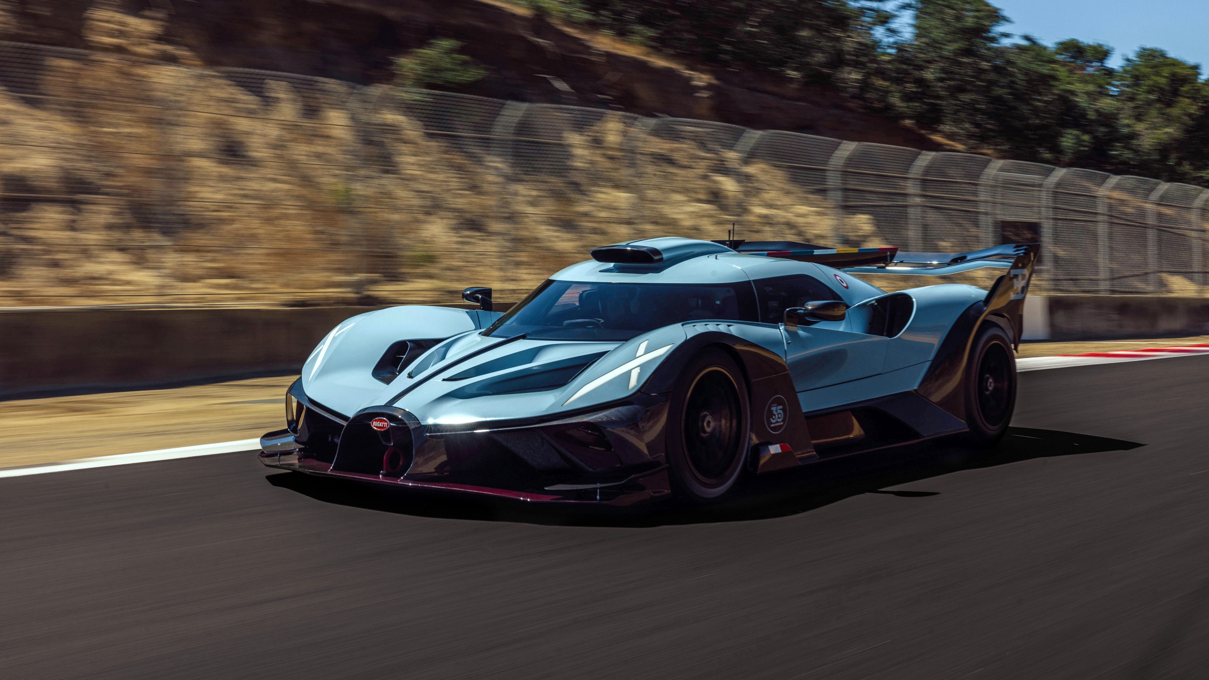 A high-resolution, detailed view of the 2024 Bugatti Bolide Anniversary Edition hypercar.
