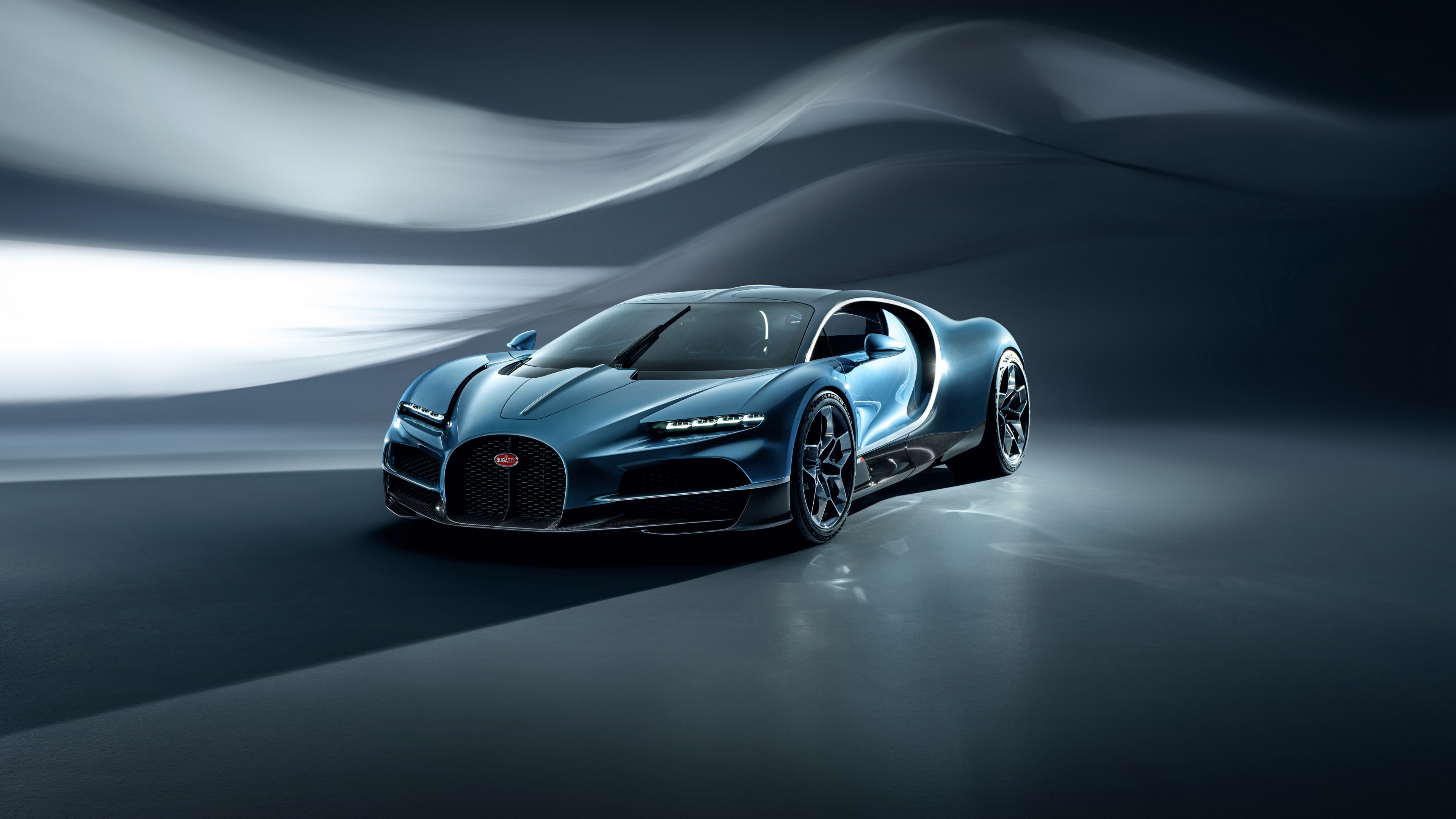 A high-resolution, cinematic view of the 2024 Bugatti Tourbillon hyper sports car.