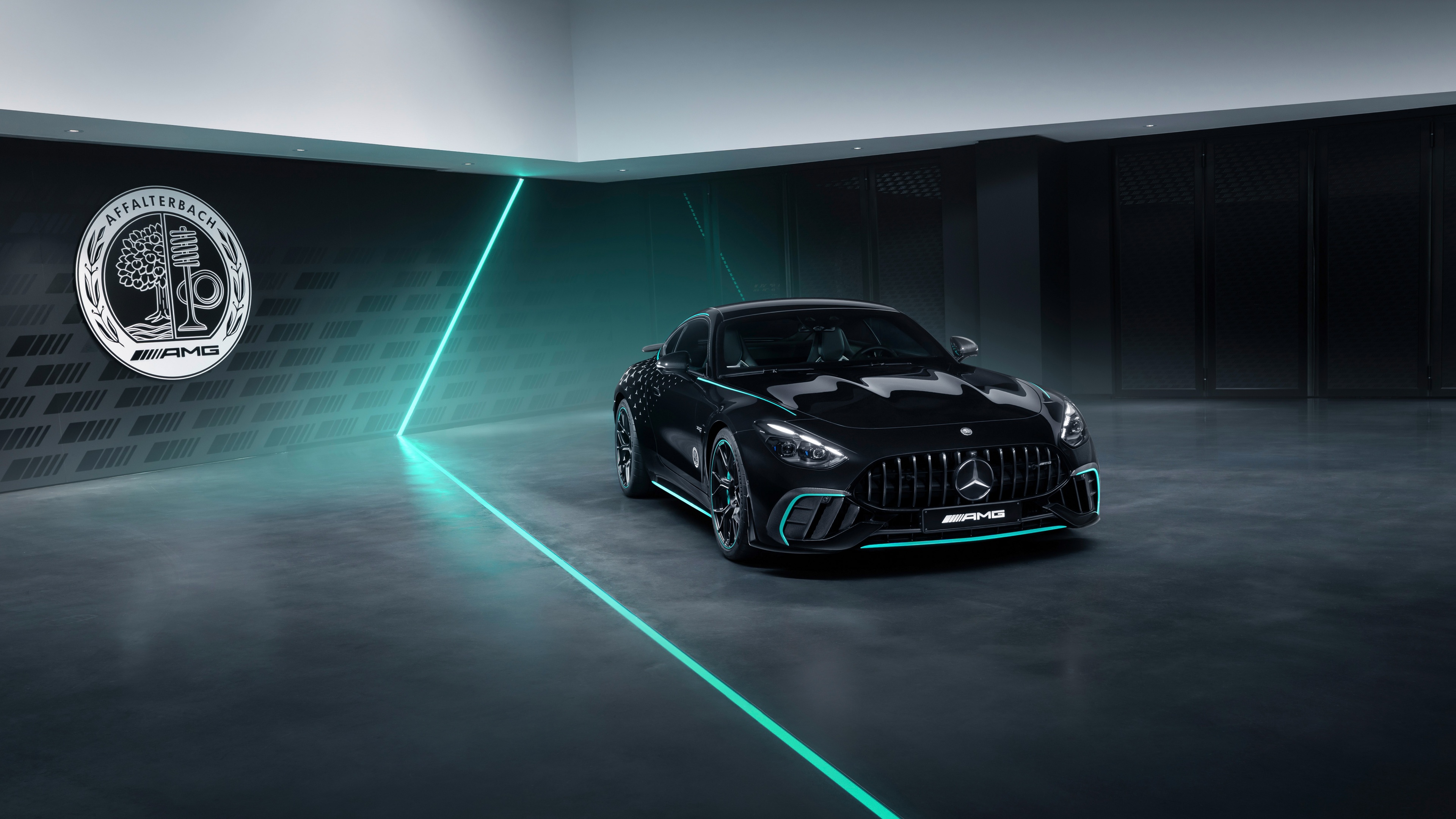 A high-resolution, close-up shot of the black 2024 Mercedes-AMG GT 63 PRO 4MATIC+ Collector’s Edition luxury sports car.