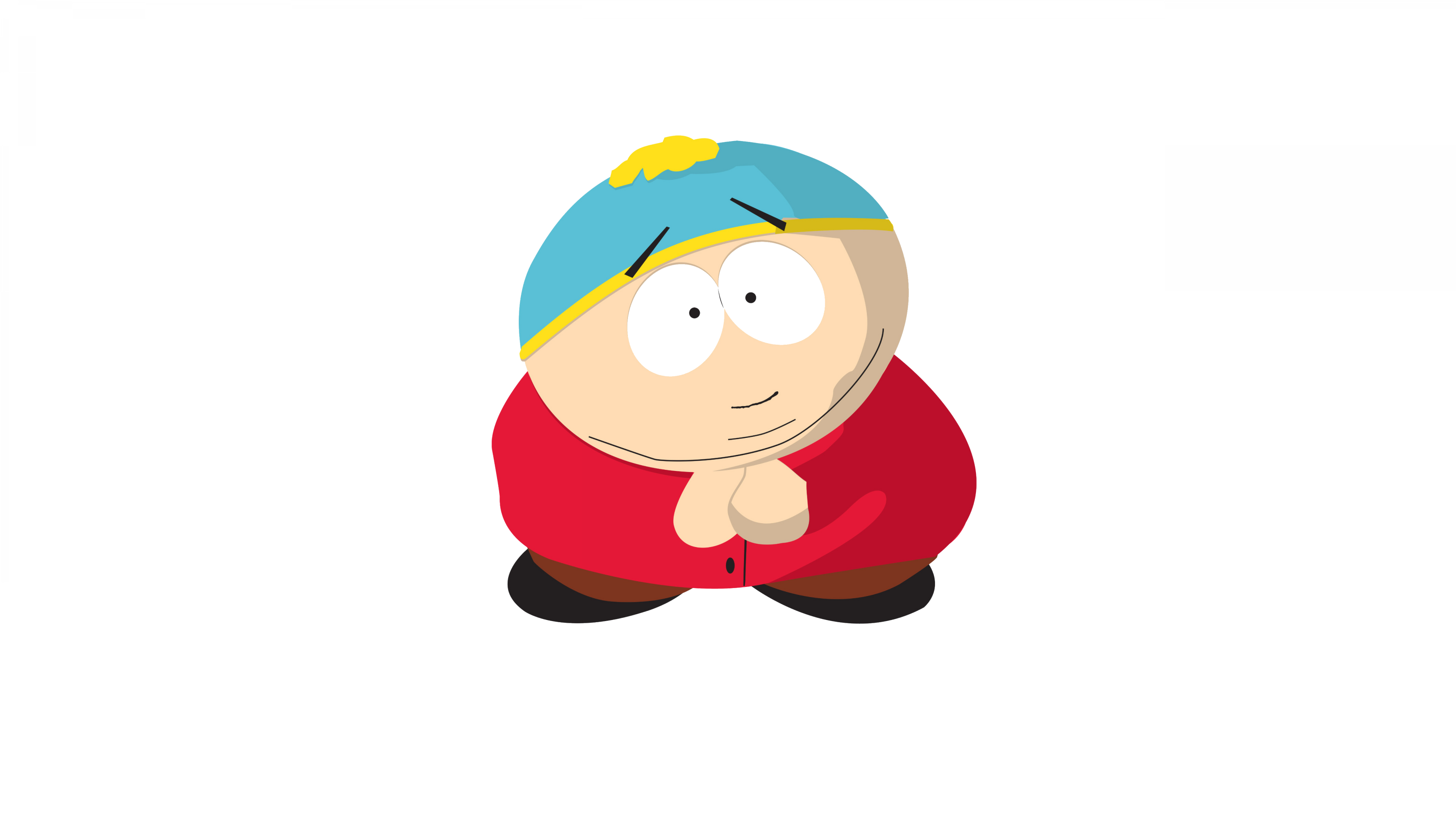 A minimalist and adorable vector illustration of Eric Cartman from South Park against a plain white background.