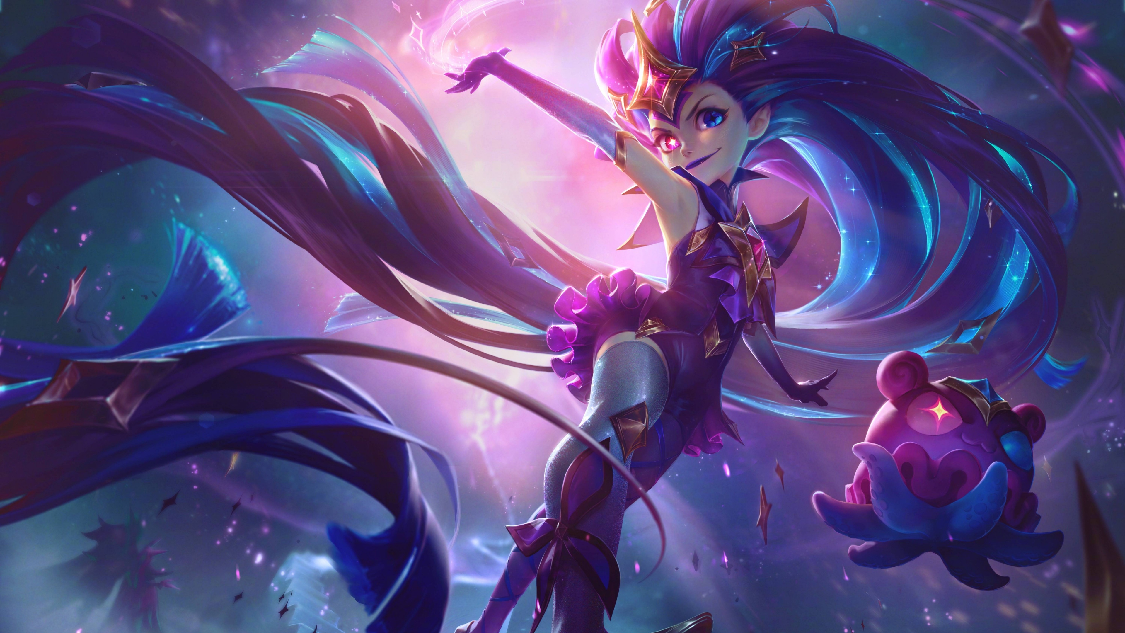 A highly detailed 5K cinematic illustration of a League of Legends character featuring magical energy and dramatic lighting.