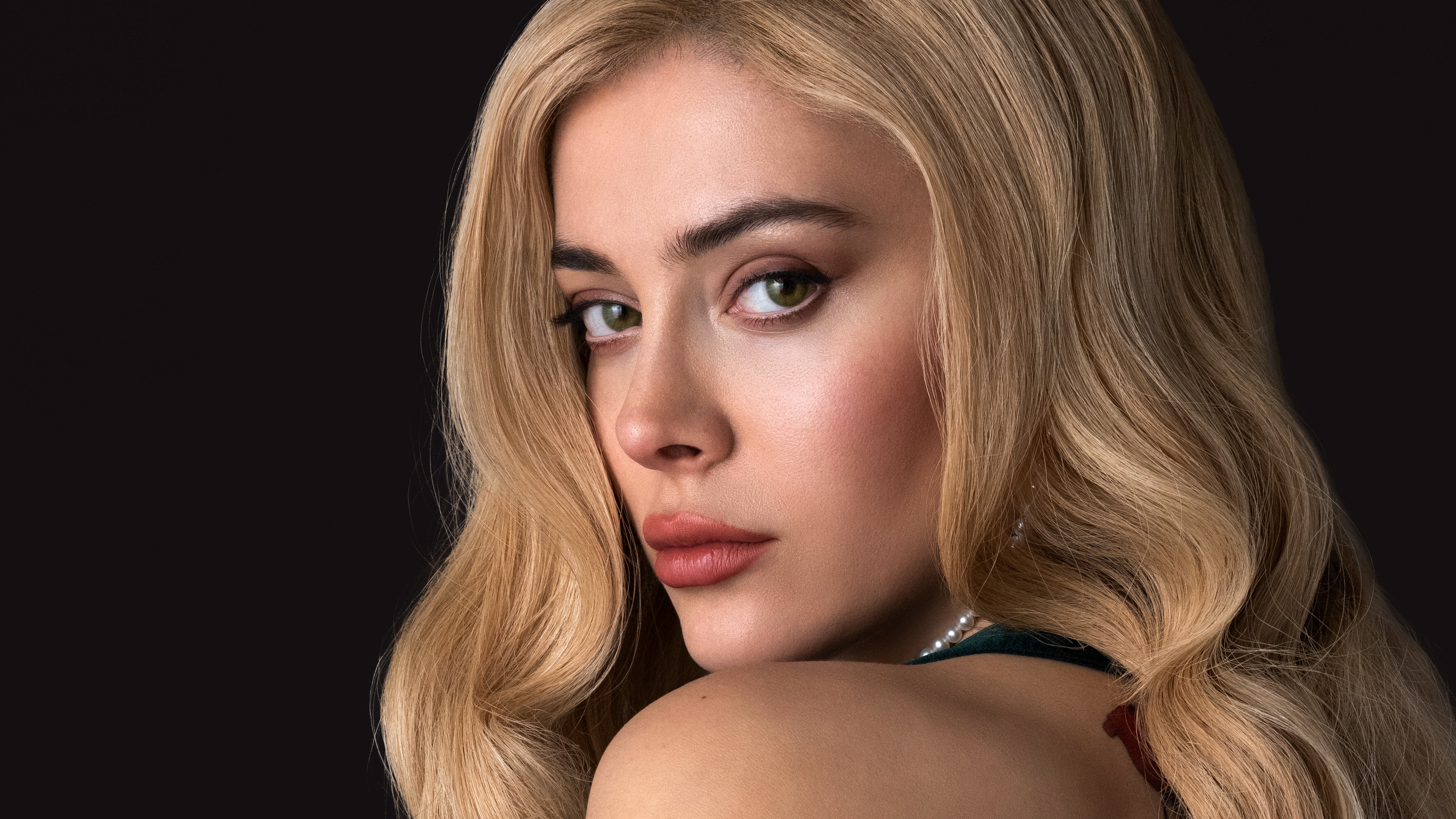 High-resolution 5K portrait of a glamorous American actress with professional studio lighting.