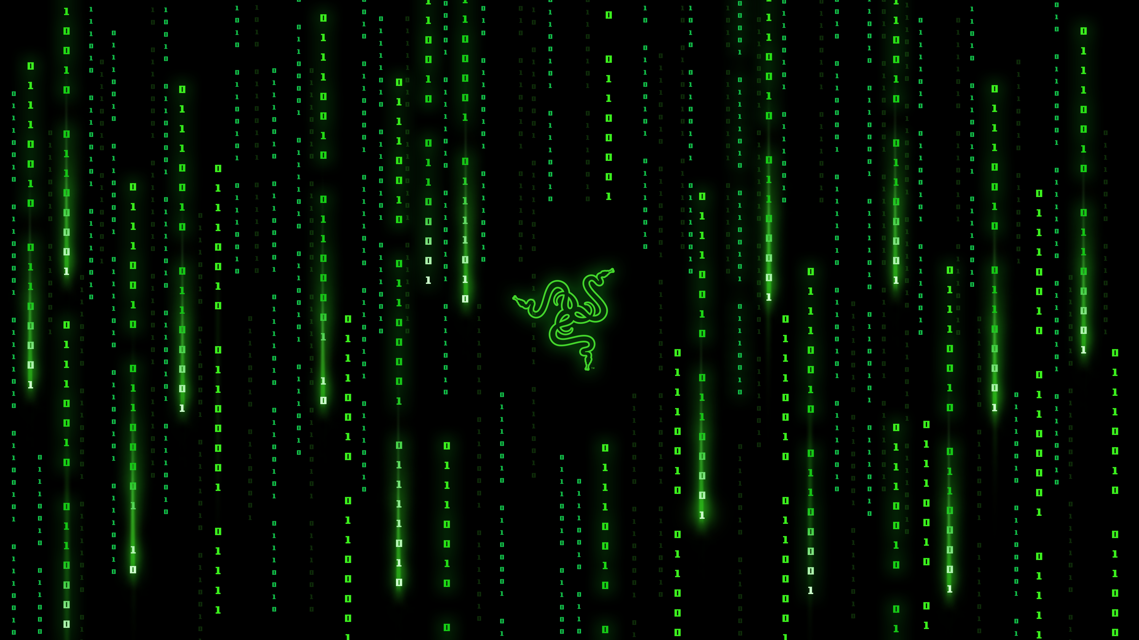 Digital matrix falling code in neon green and black, representing programming and binary data.