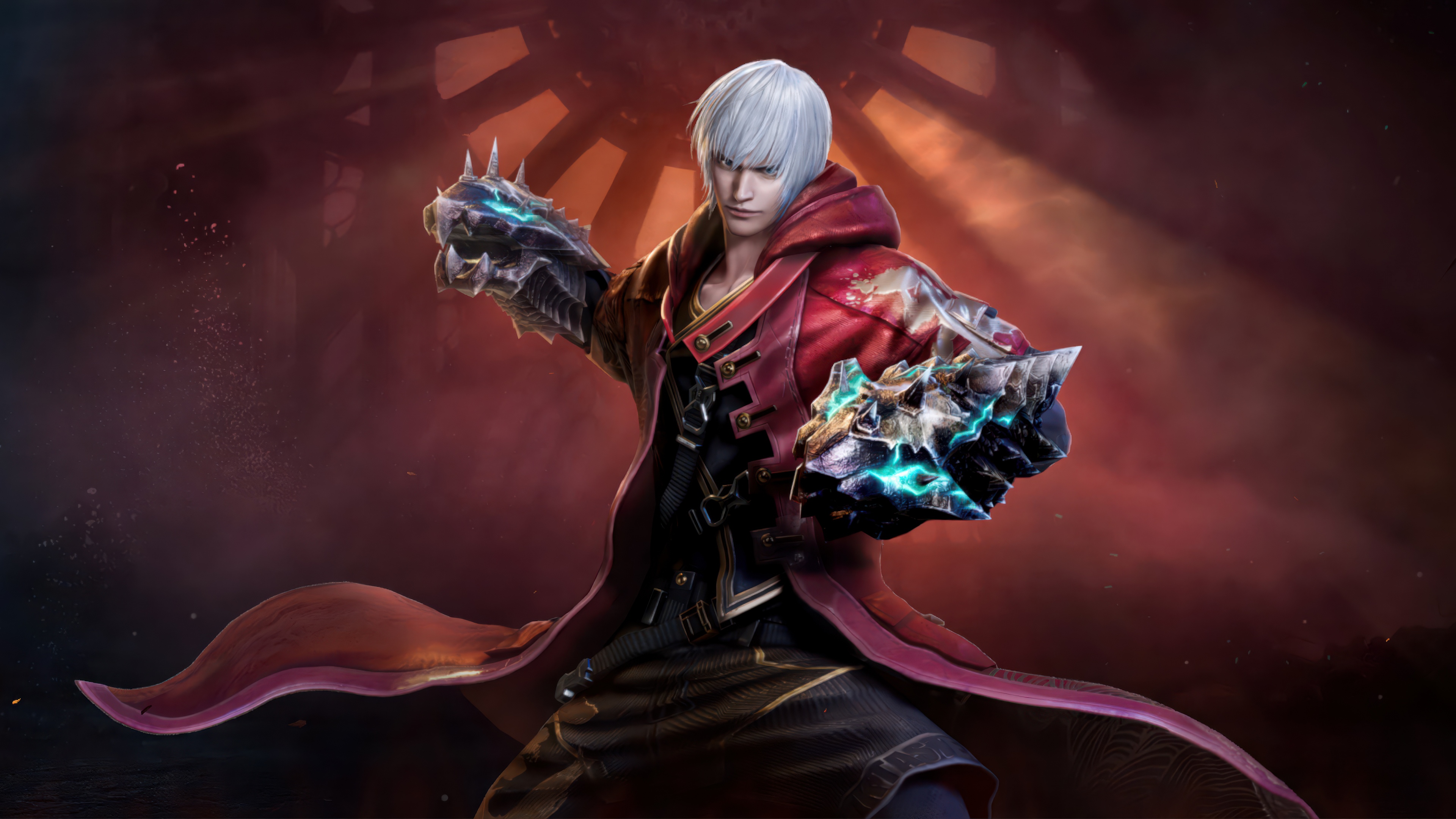 A detailed 5K video game render of Dante from Devil May Cry: Peak of Combat.