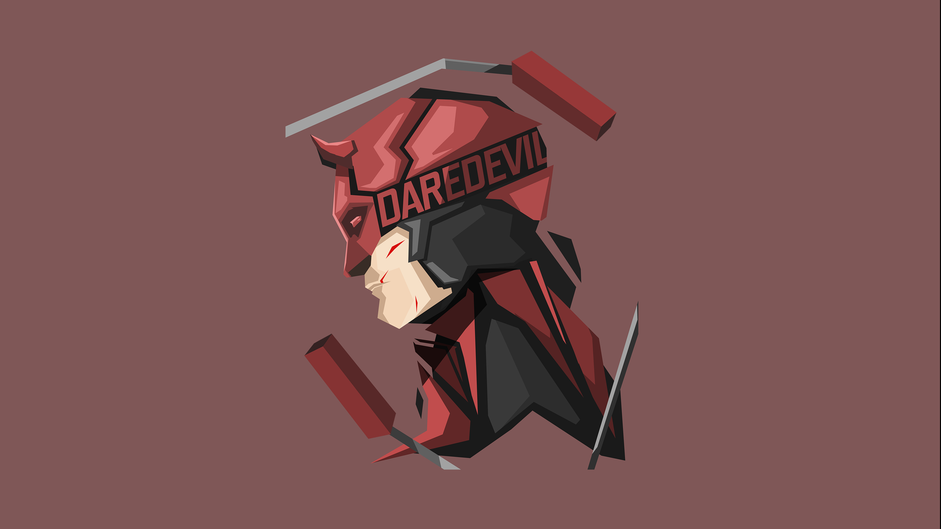 Minimalist low poly geometric illustration of Daredevil from Marvel Superheroes.