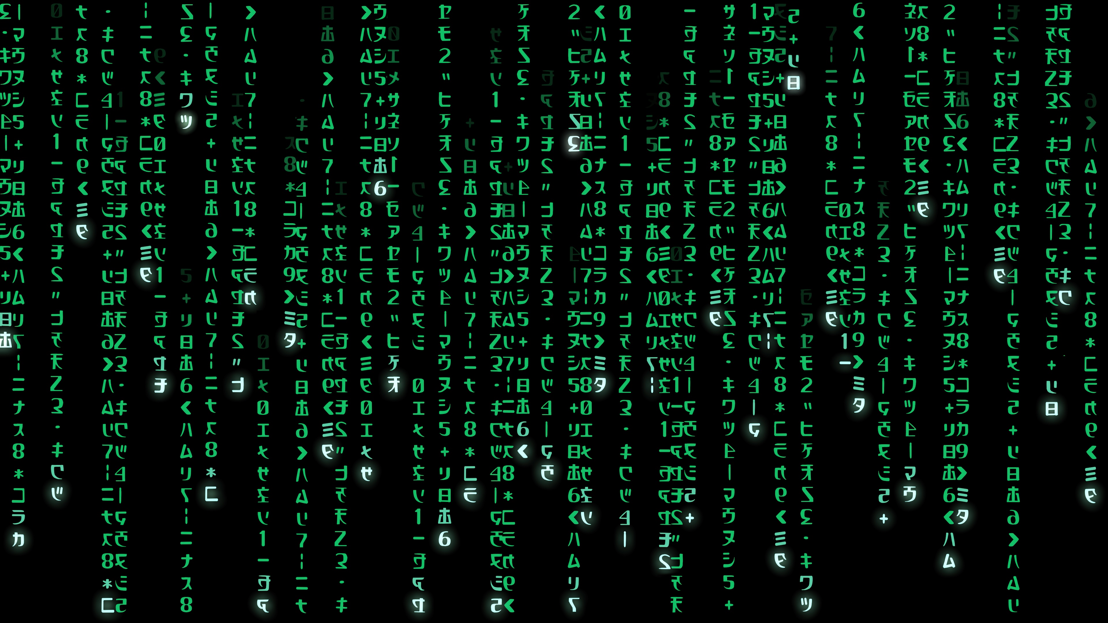 High-resolution digital rain with green falling matrix code on a black background.