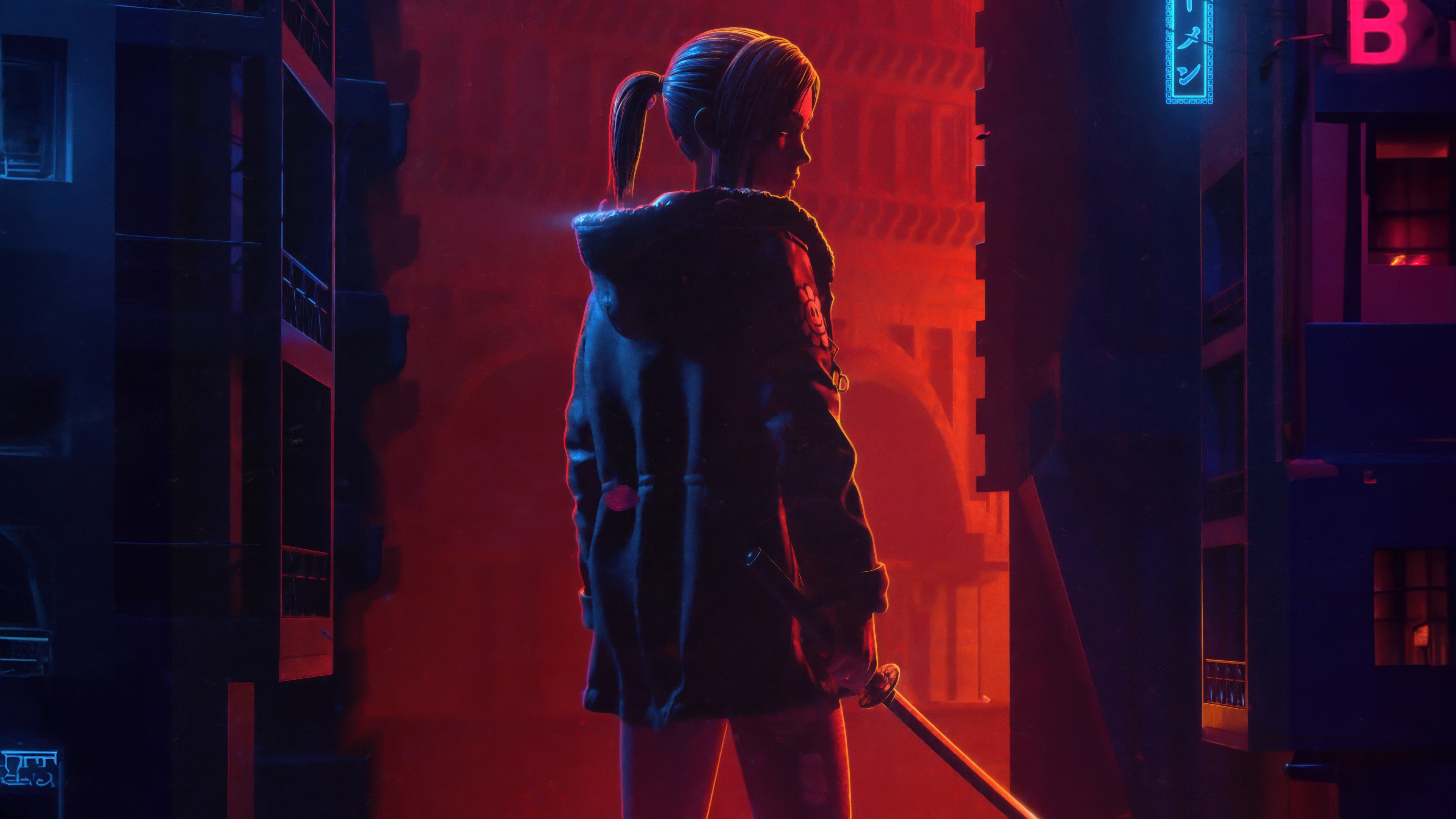 A cinematic and detailed portrait of Elle from the Blade Runner: Black Lotus animated series