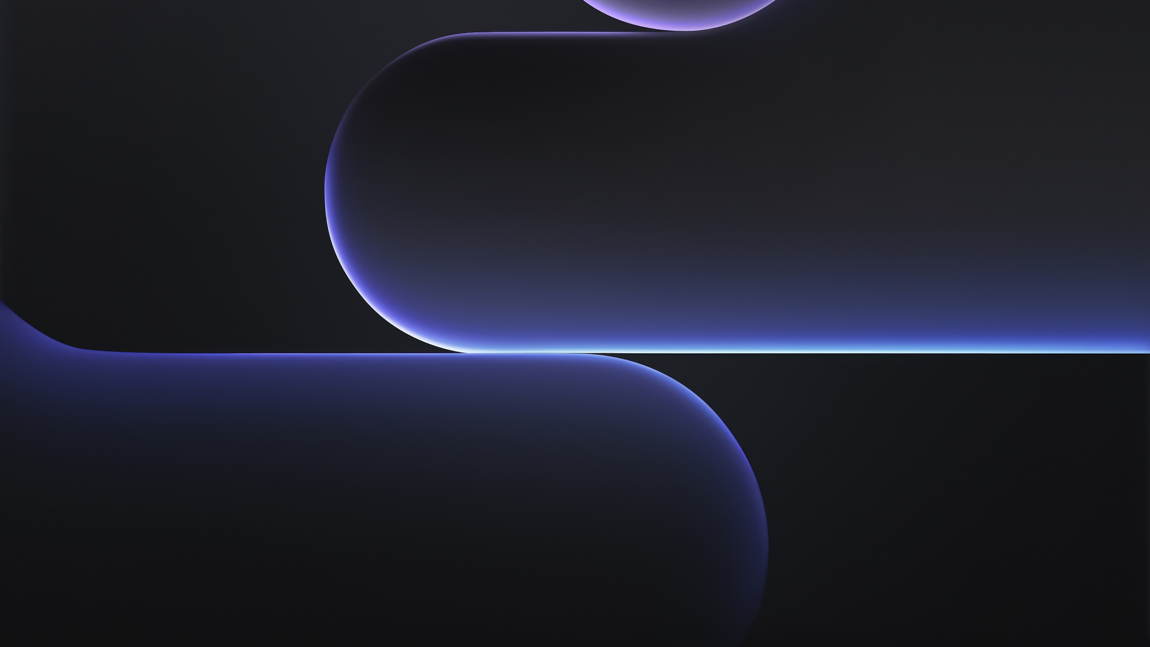 Abstract purple and blue geometric shapes with glowing blue light on a dark background