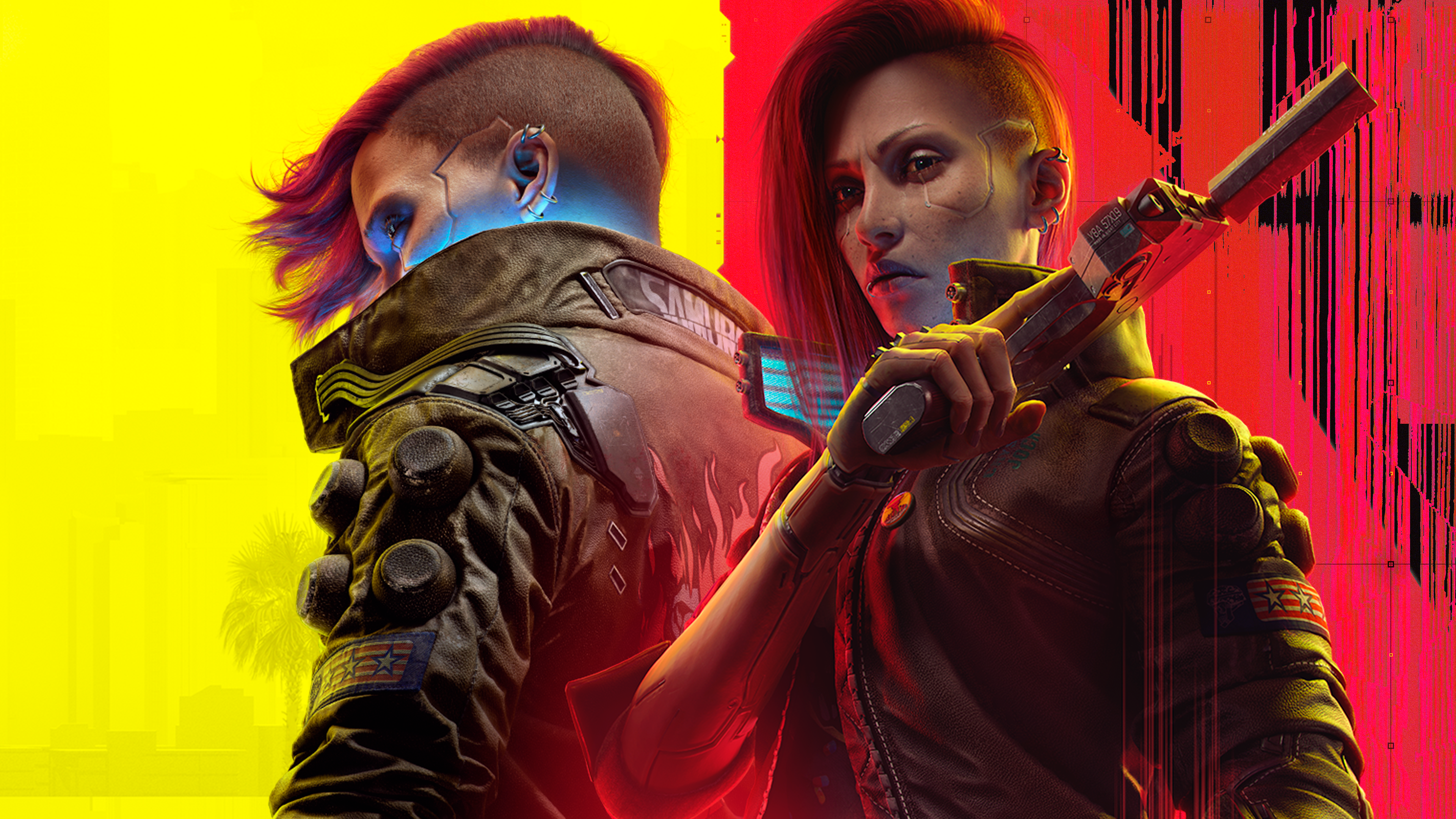 A cinematic portrait of Female V from Cyberpunk 2077: Phantom Liberty featuring futuristic cybernetic details and neon lighting.