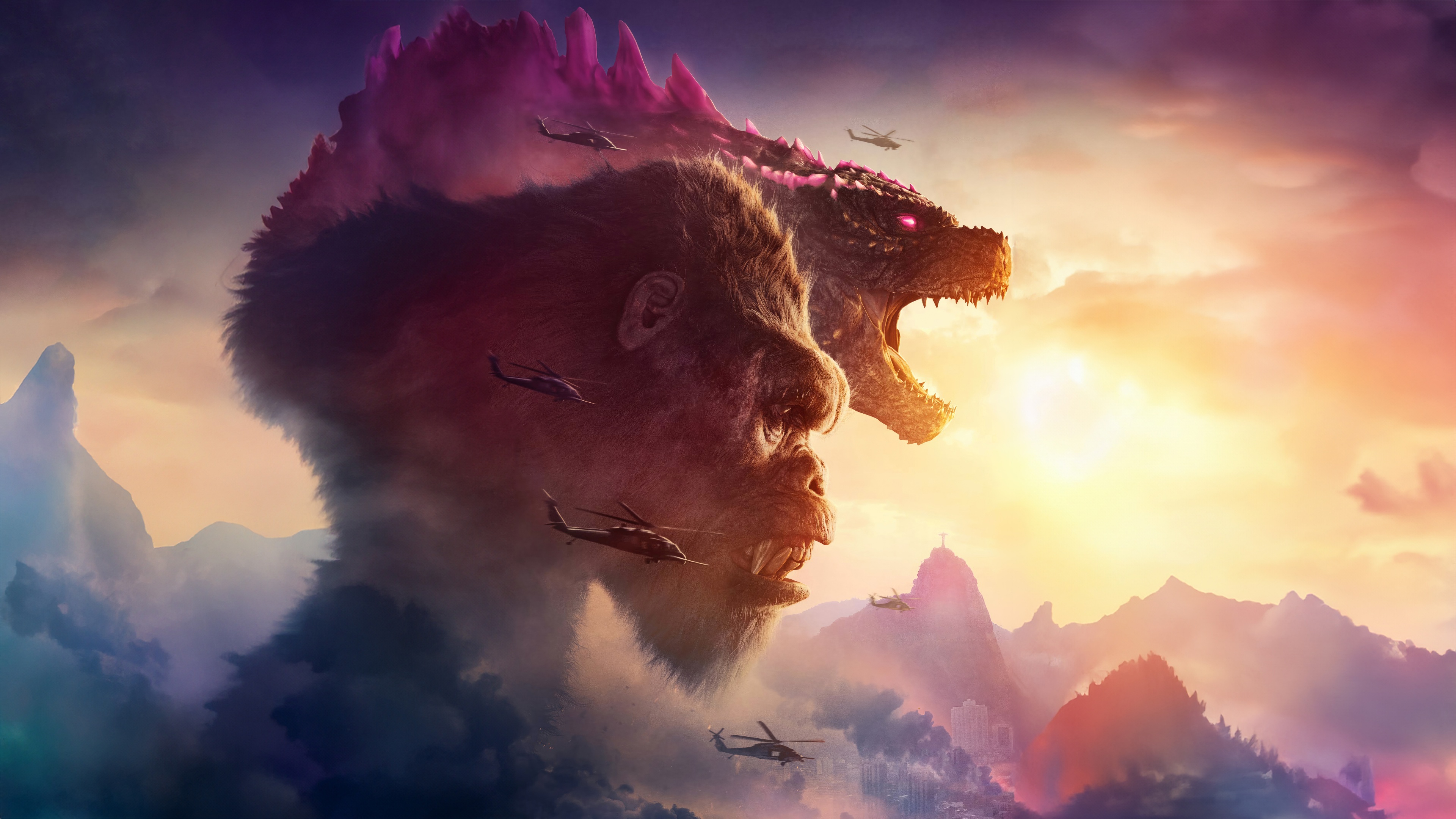 A high-resolution cinematic movie poster featuring the characters Godzilla and Kong from the film Godzilla x Kong: The New Empire.