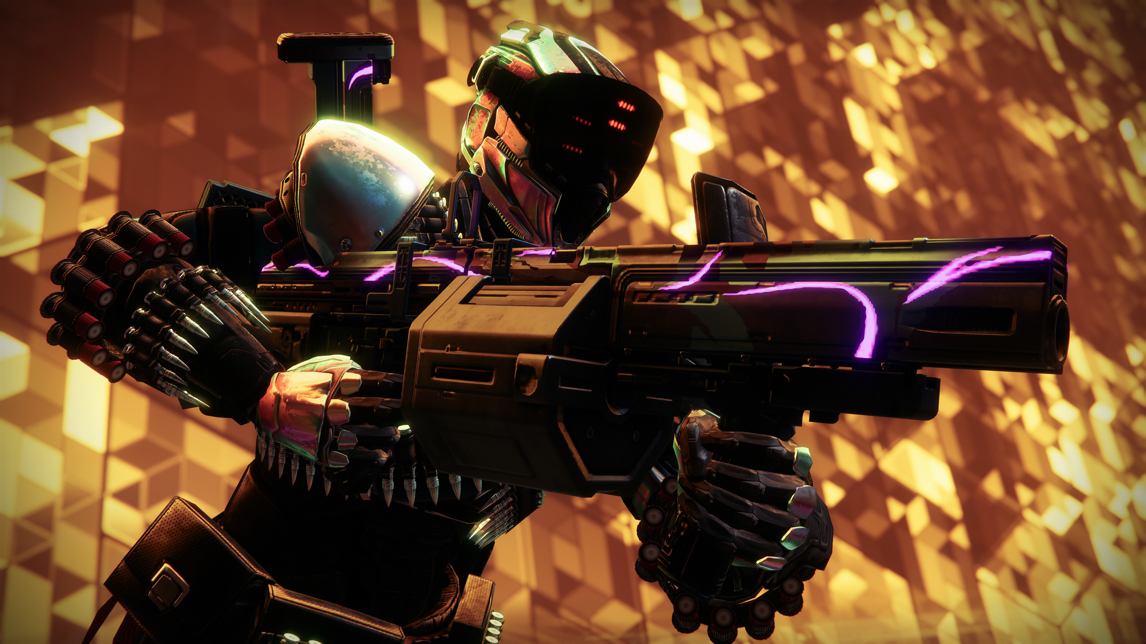 A powerful Guardian character from the Destiny 2: Lightfall expansion surrounded by cosmic elements and neon energy.