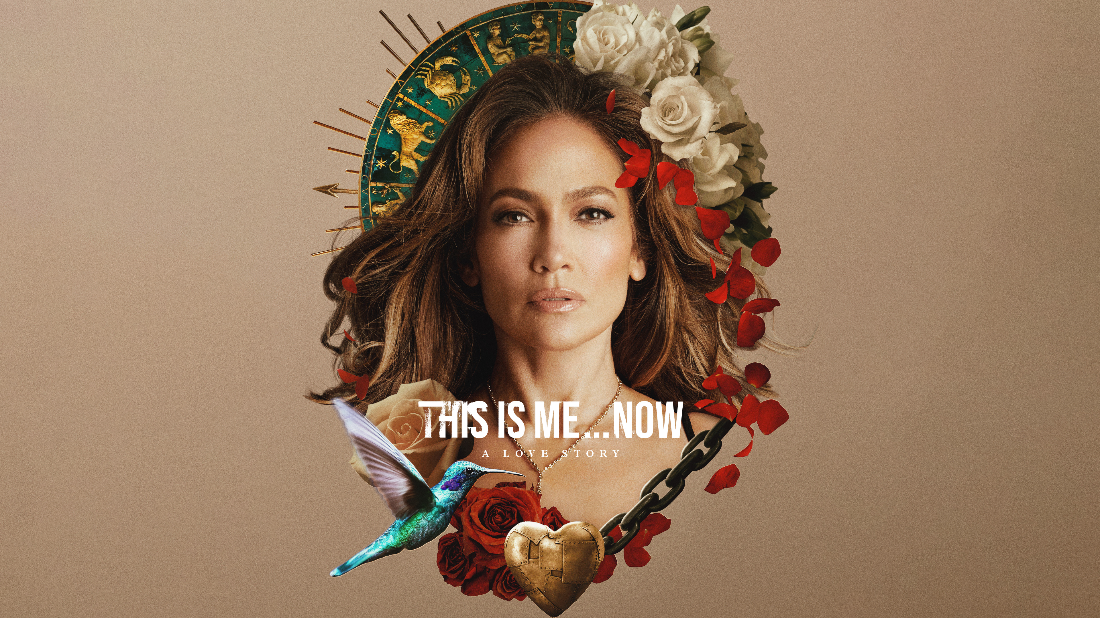 An elegant and high-fashion portrait of Jennifer Lopez as a professional music album cover.