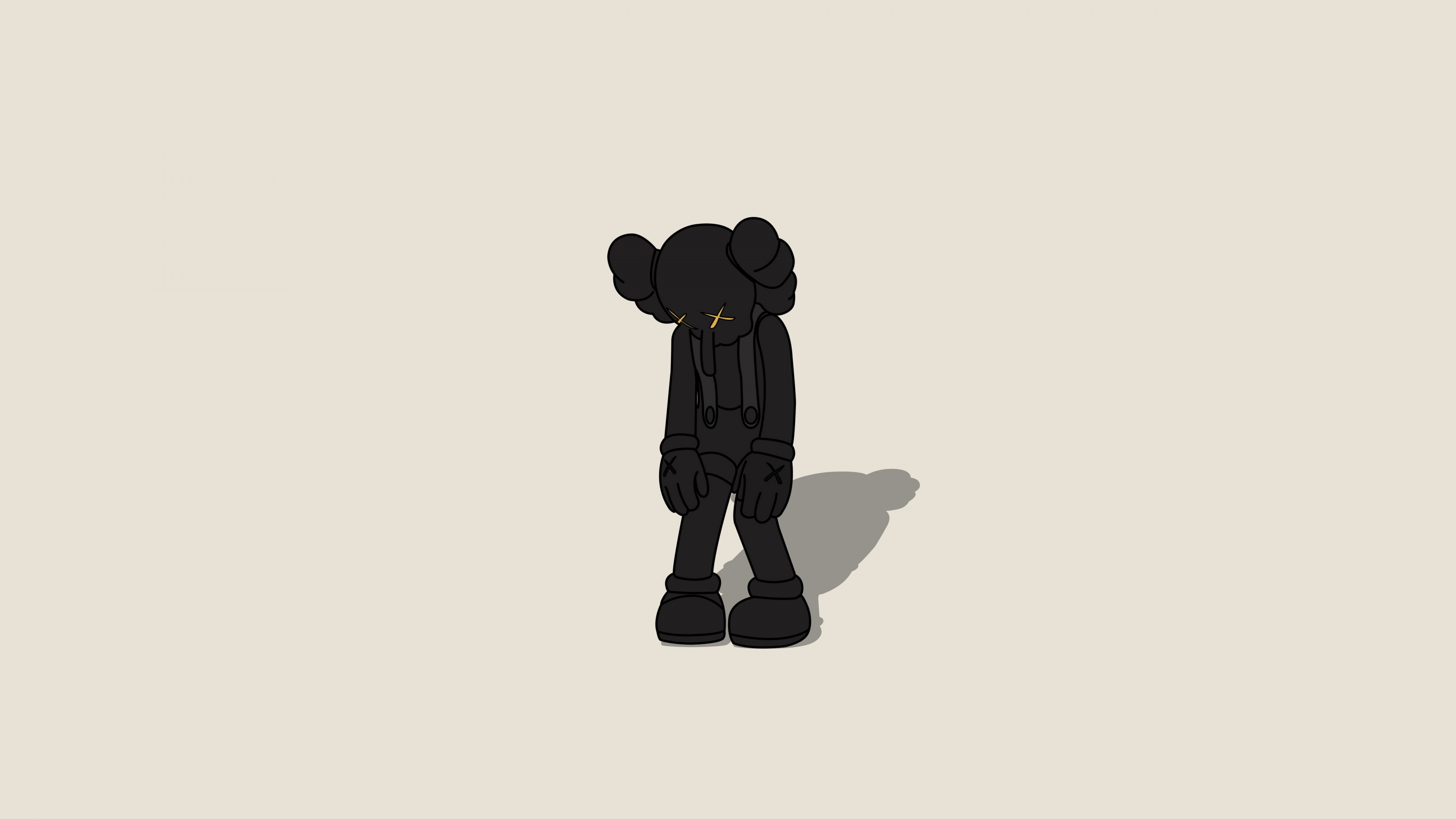 A minimalist depiction of the KAWS Companion character looking sad and alone.