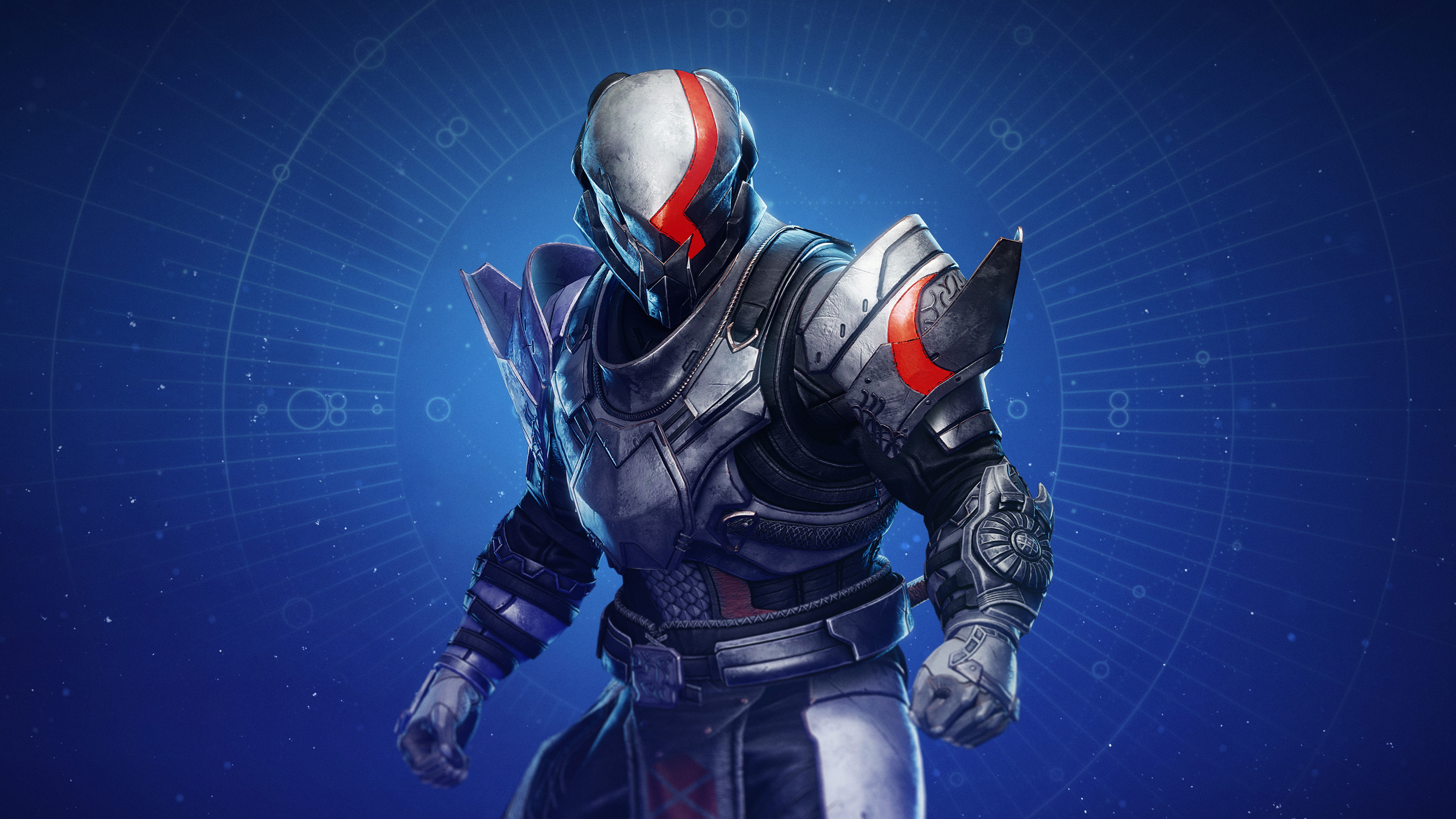 Kratos from God of War Ragnarök wearing futuristic Destiny 2 style heavy armor.