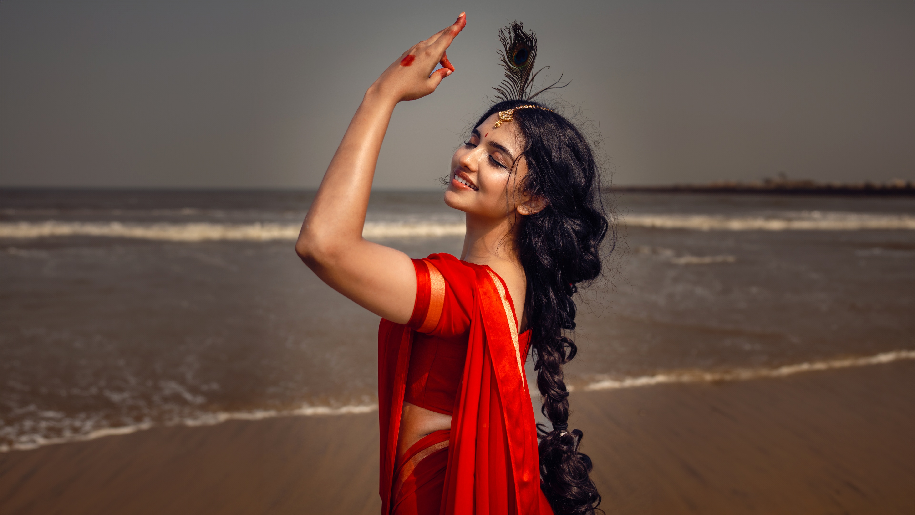Malayalam actress Mamitha Baiju wearing a beautiful traditional Indian saree