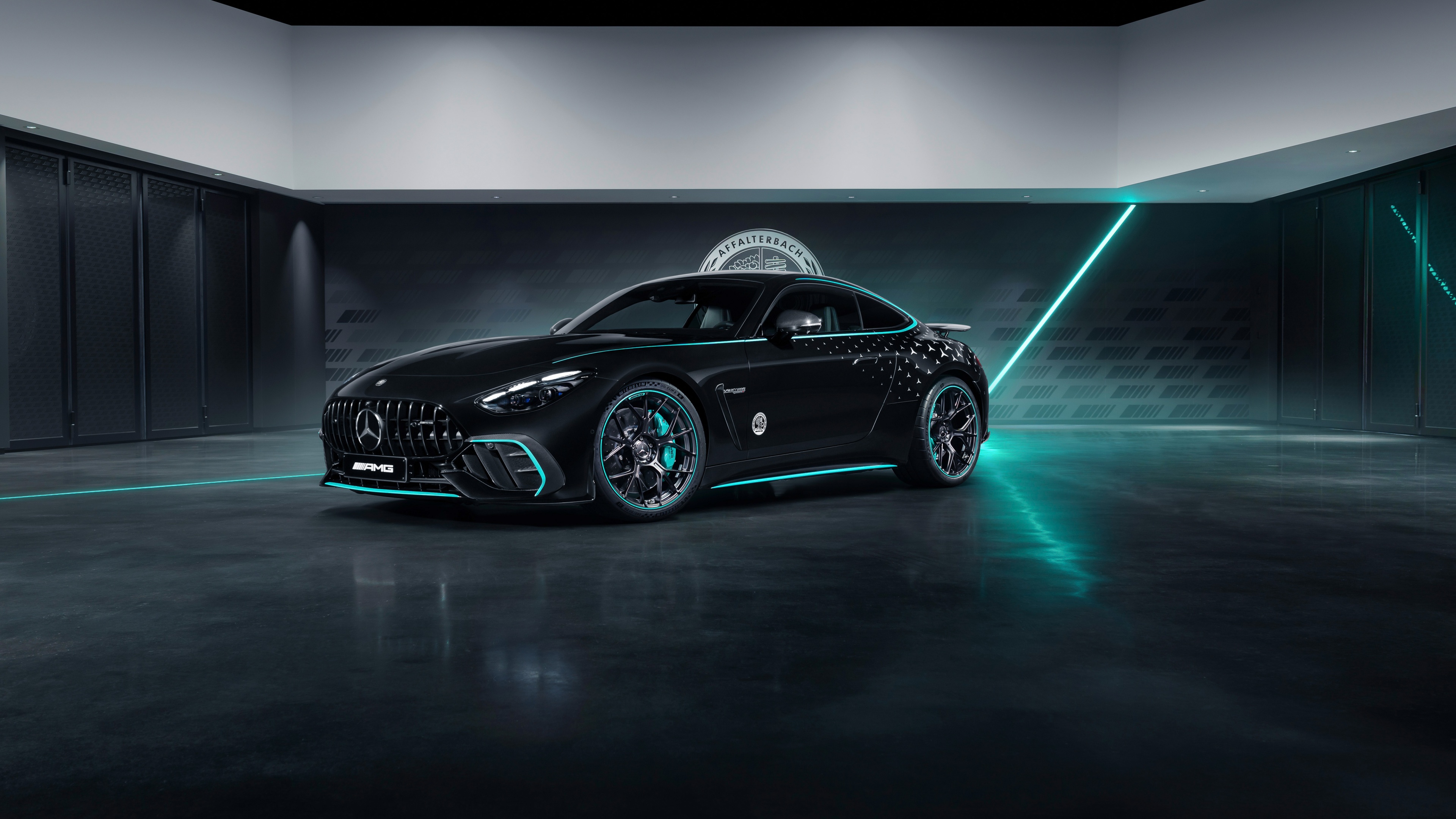 A black 2024 Mercedes-AMG GT 63 PRO 4MATIC+ captured in a dark, cinematic aesthetic.