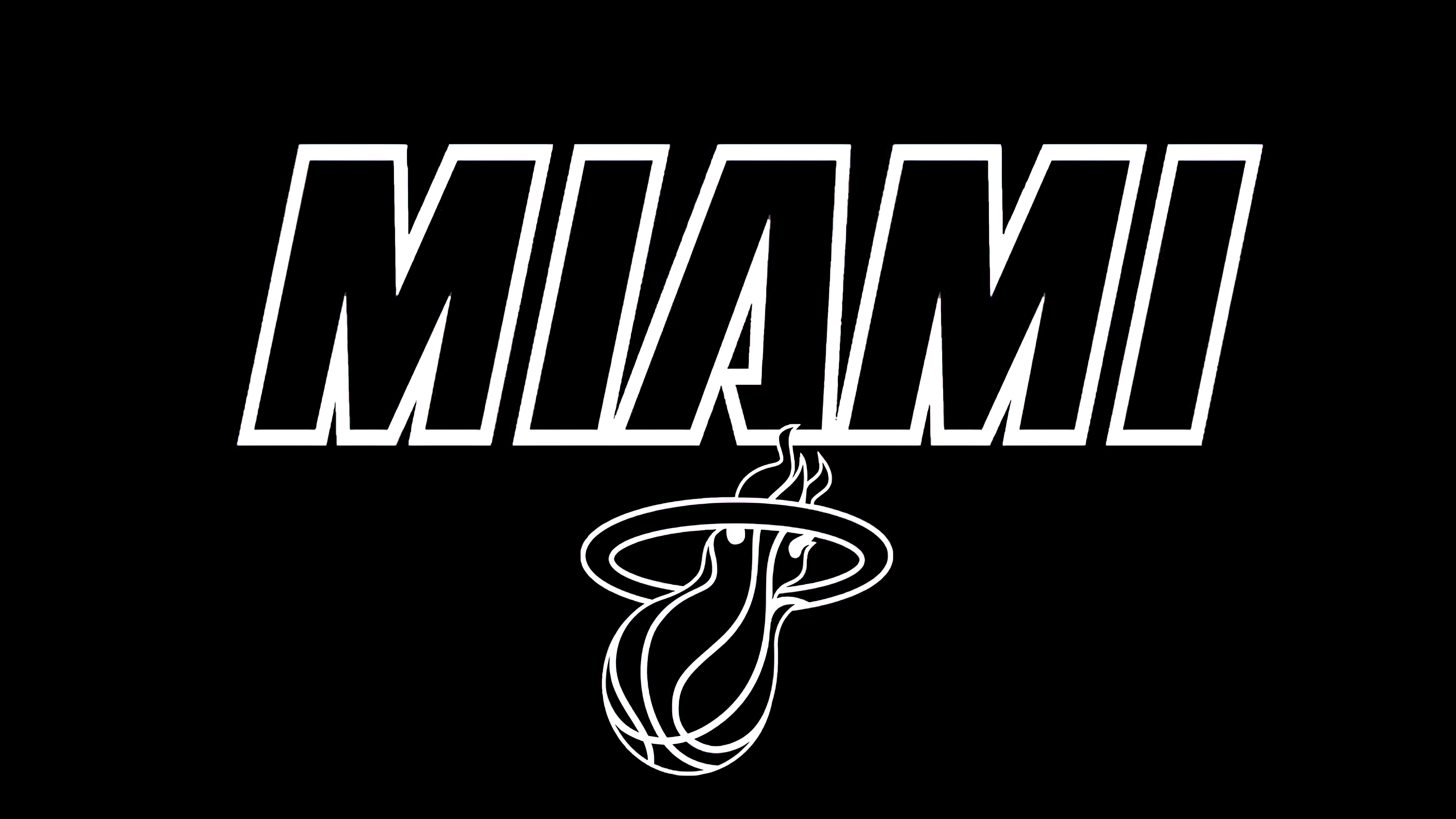 Minimalist Miami Heat basketball team logo on a solid black background