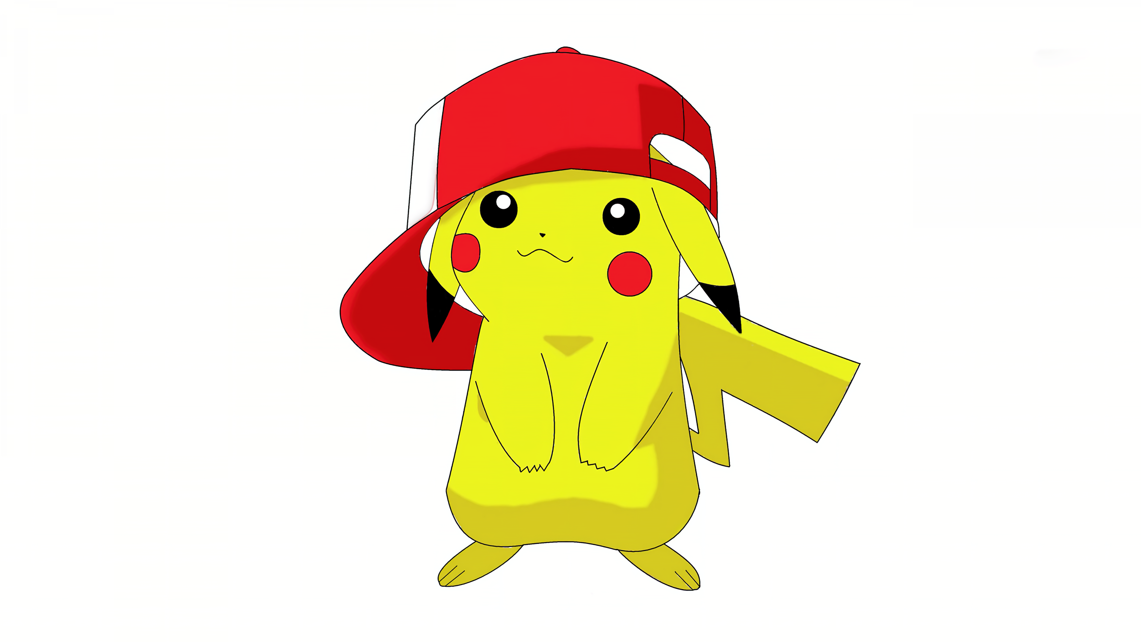 A minimalist drawing of Pikachu from Pokémon on a white background.