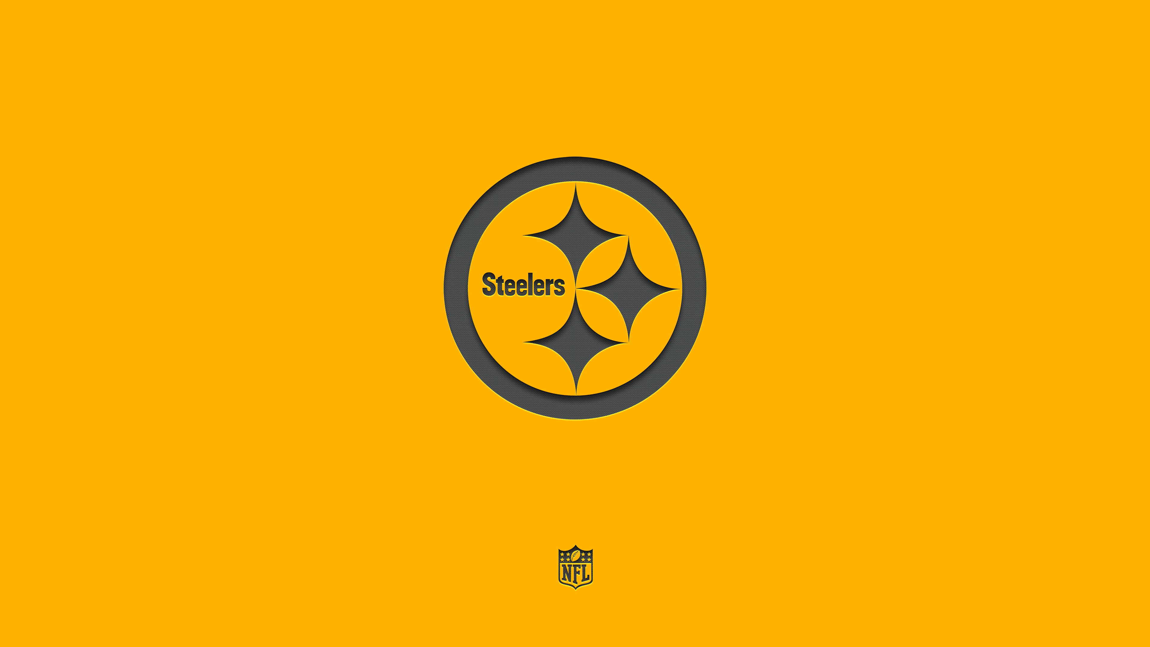 Minimalist Pittsburgh Steelers logo on a bright yellow background.