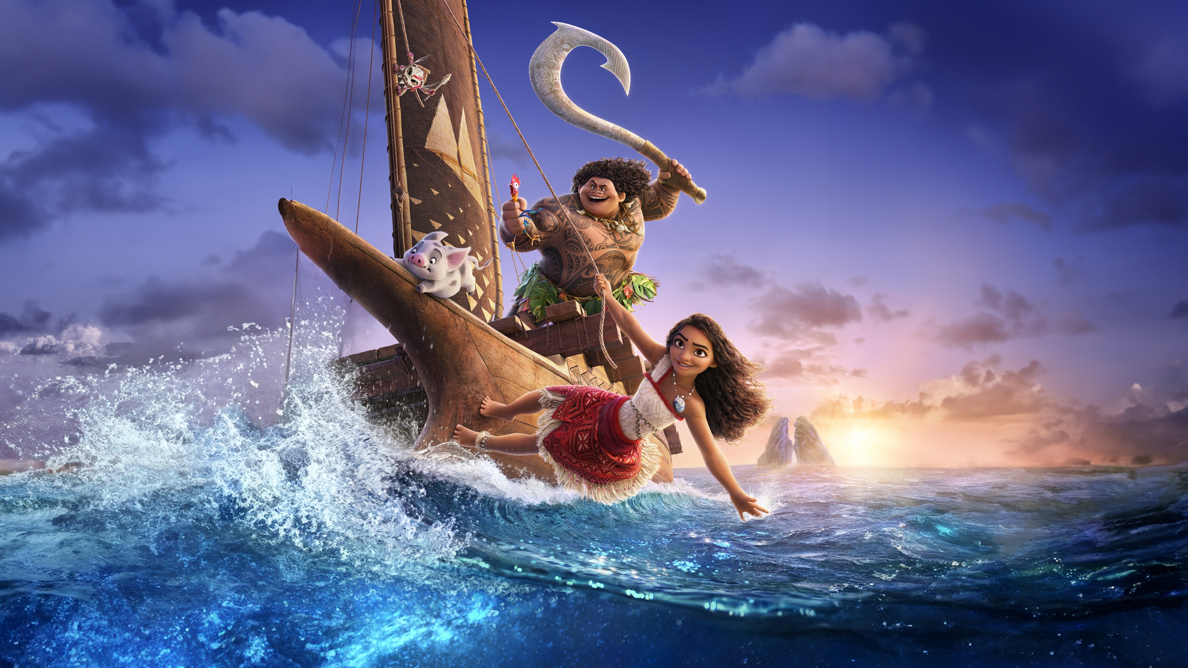 A high-resolution, detailed character portrait of Moana from the animated movie Moana 2.
