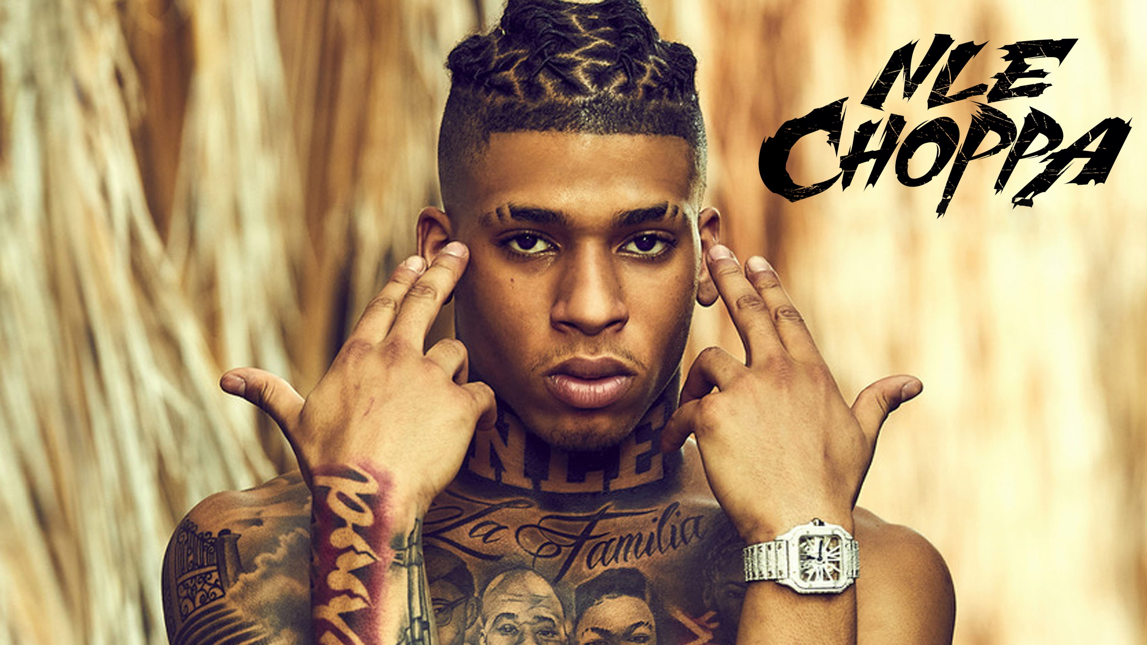 A high-definition 5K portrait of American rapper NLE Choppa