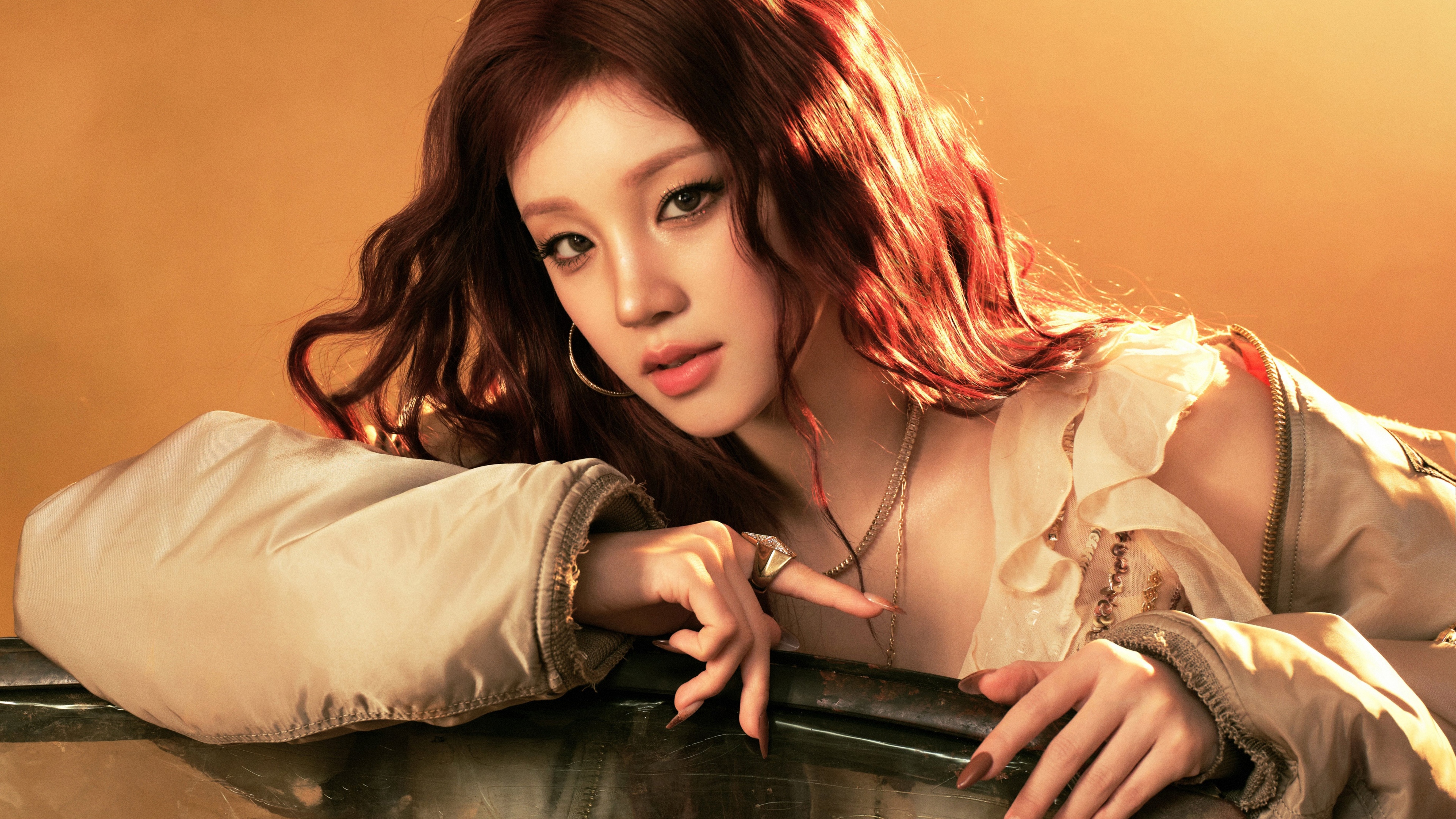 High-resolution photoshoot portrait of Yuqi, member of (G)I-DLE