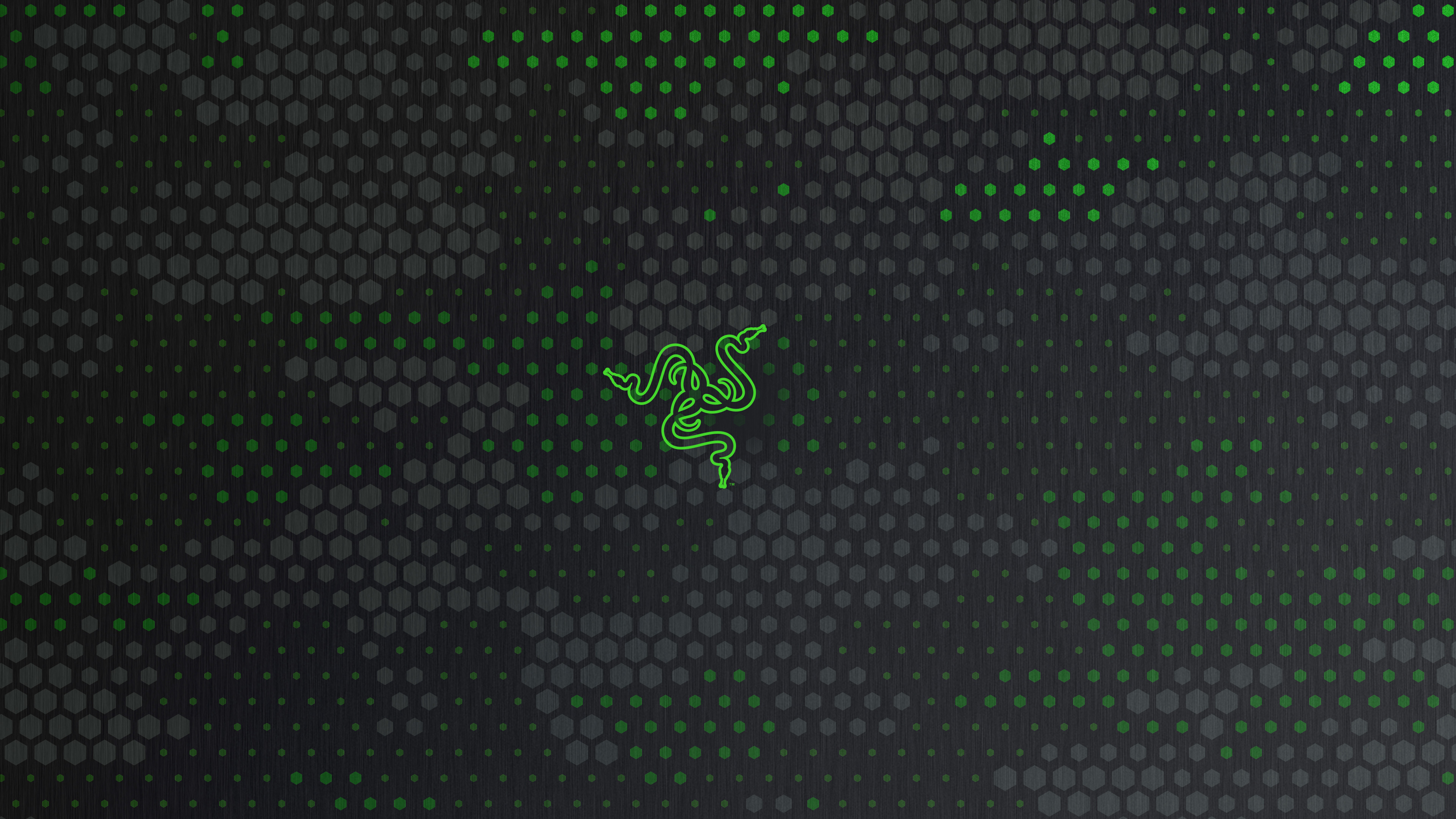 Abstract dark background with glowing neon green hexagonal patterns and geometric shapes