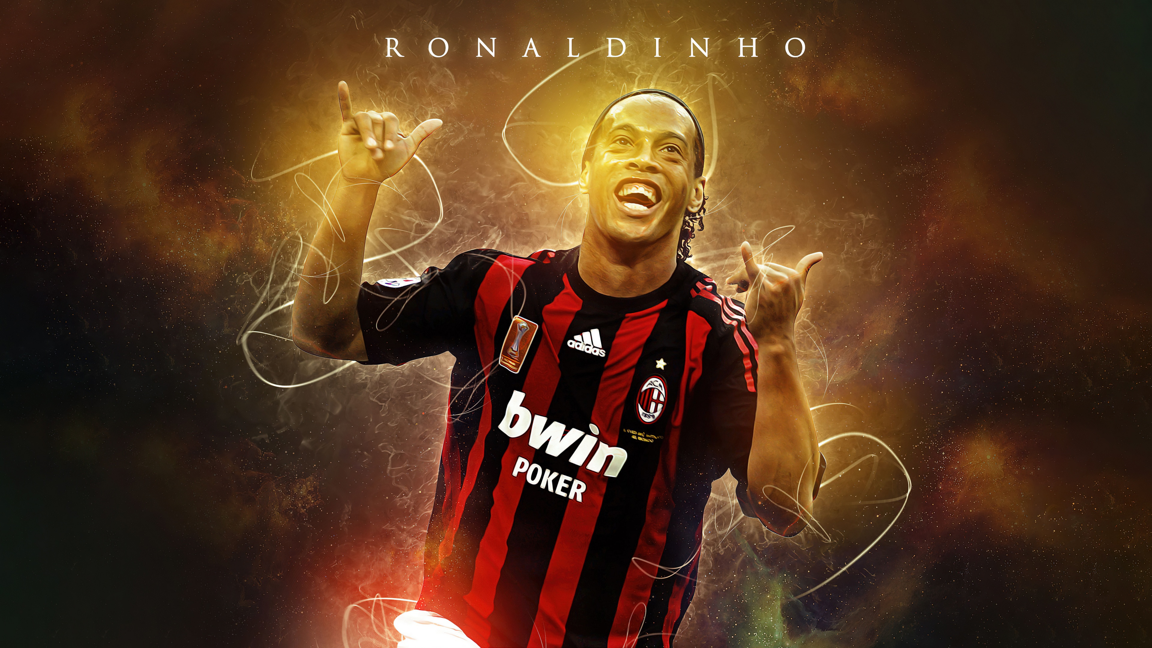 Legendary Brazilian footballer Ronaldinho wearing the AC Milan jersey