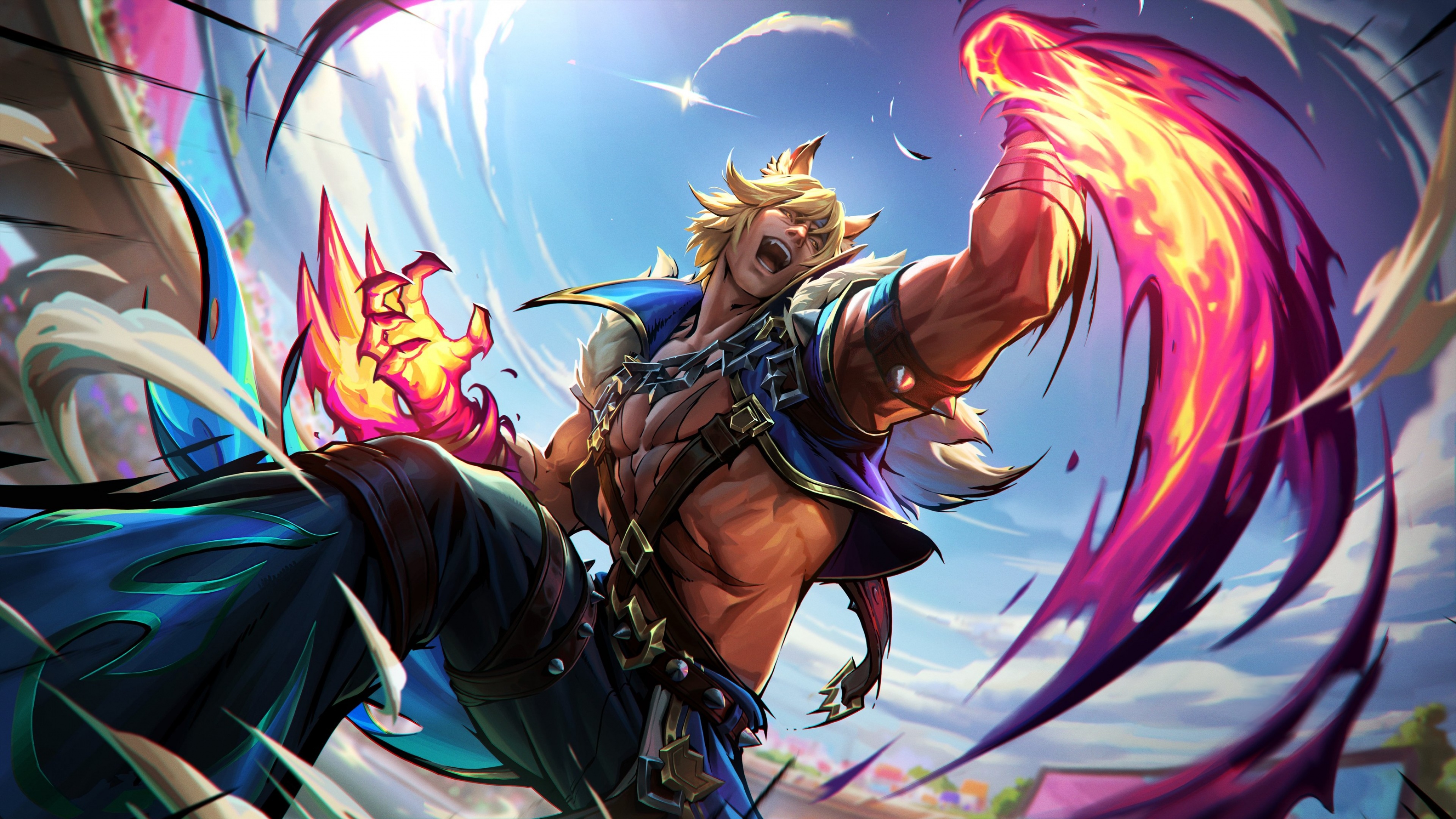 Sett from League of Legends in a dramatic battle pose for the Tournament of Souls.