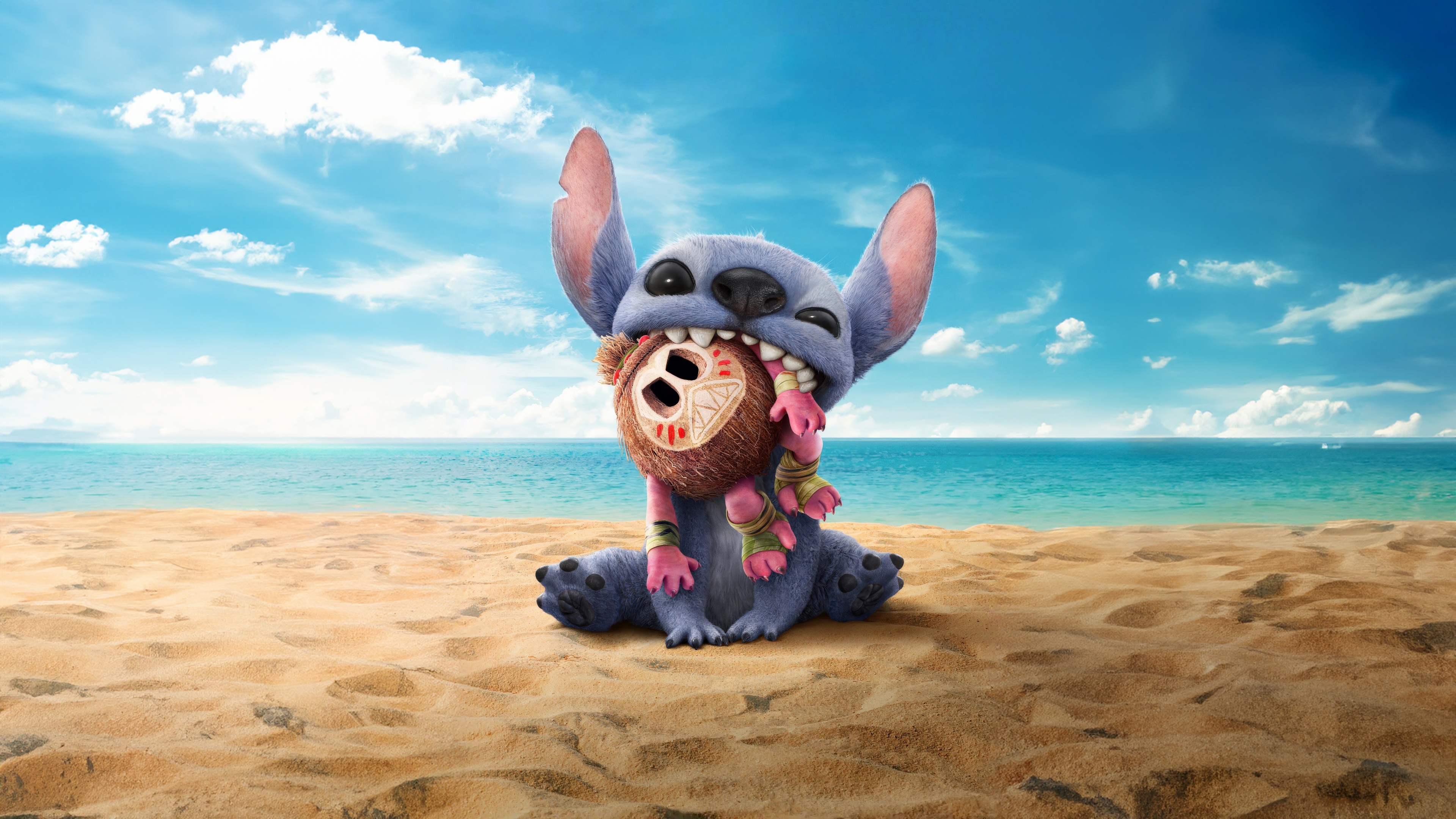 A highly detailed 3D animation of Stitch from Disney's Lilo & Stitch.