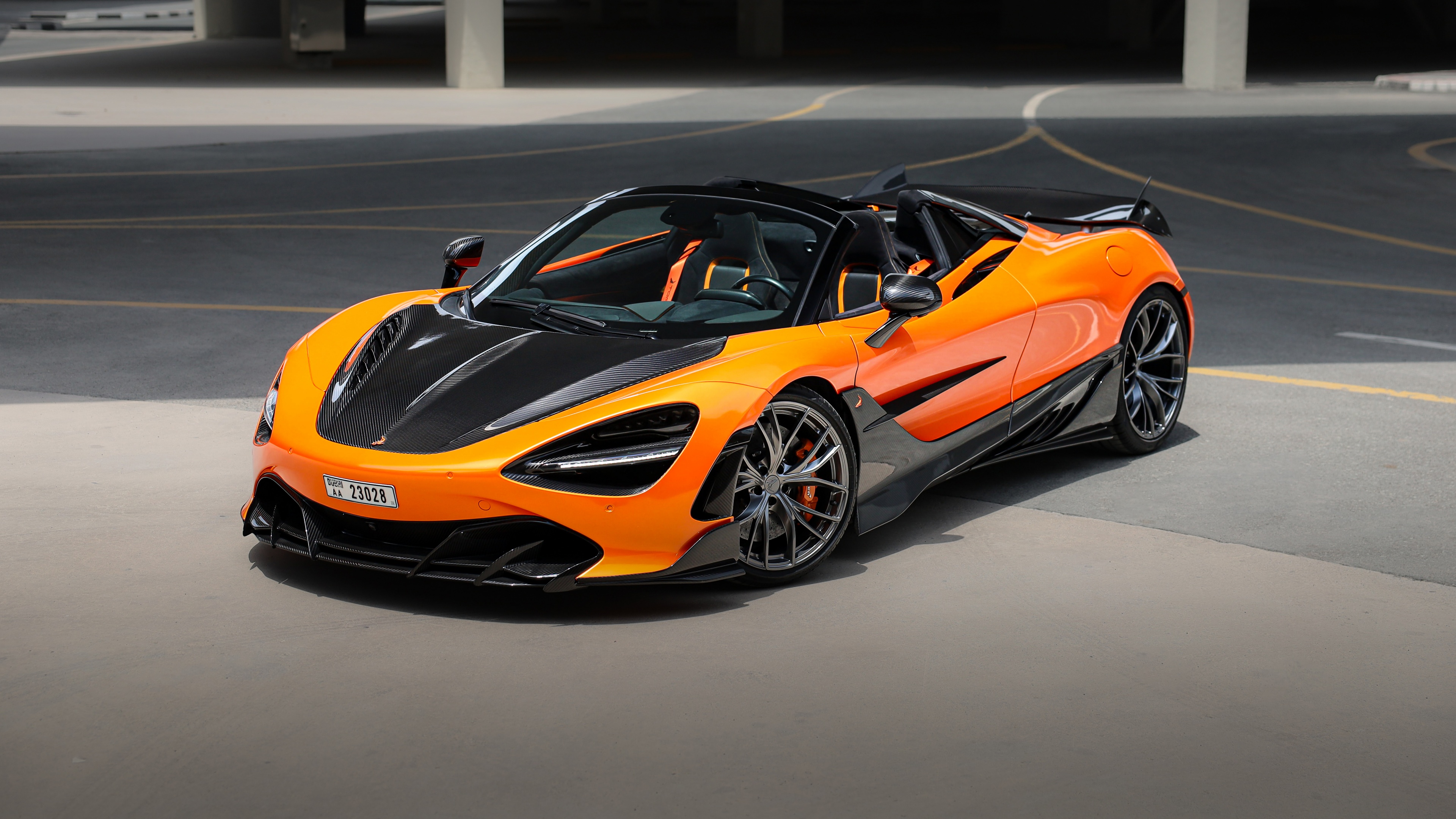 A highly detailed 5K close-up of a modified McLaren 720S Spider featuring the widebody kit by TopCar Design.