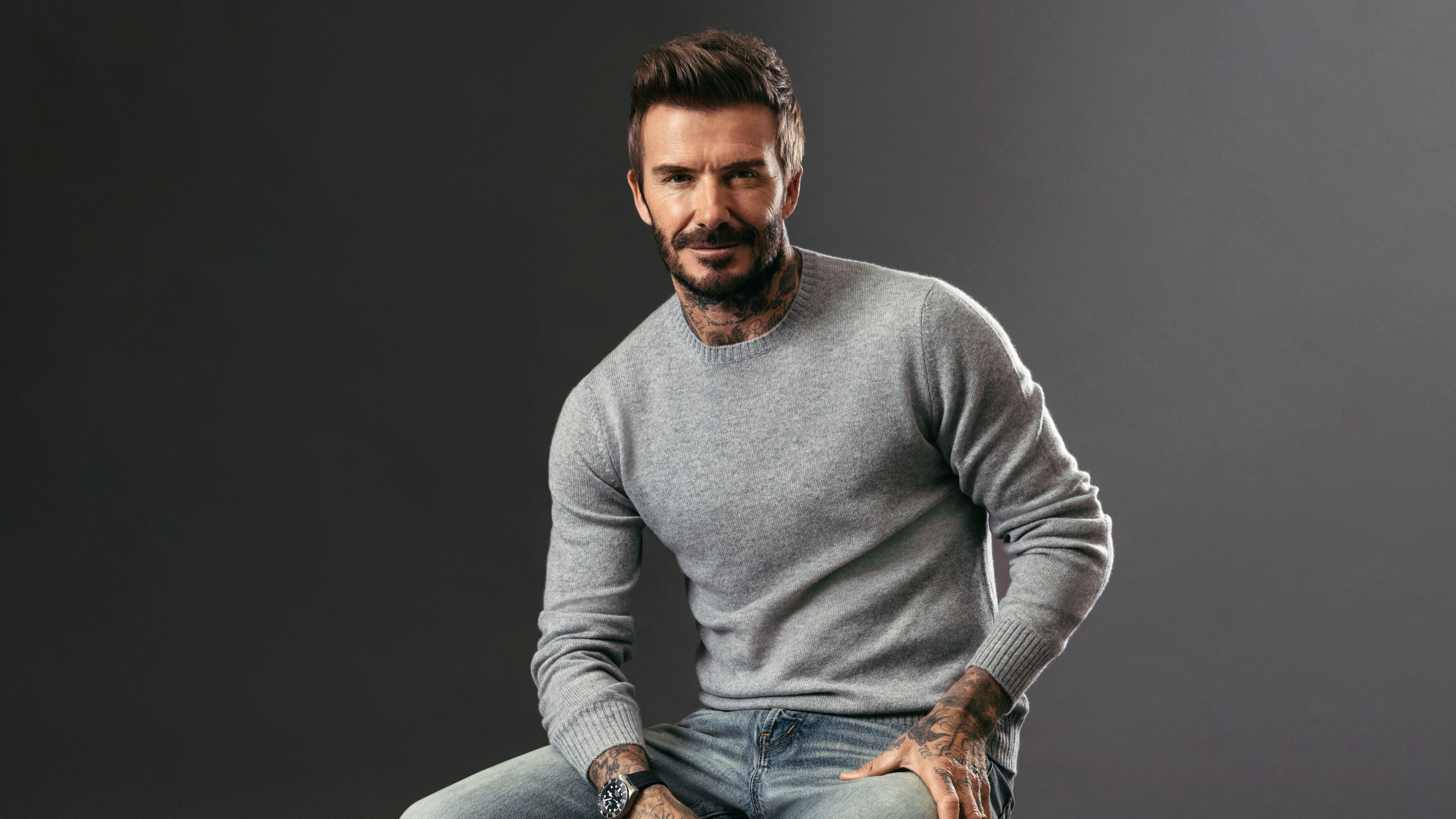 A highly detailed 5K portrait of English football legend David Beckham.