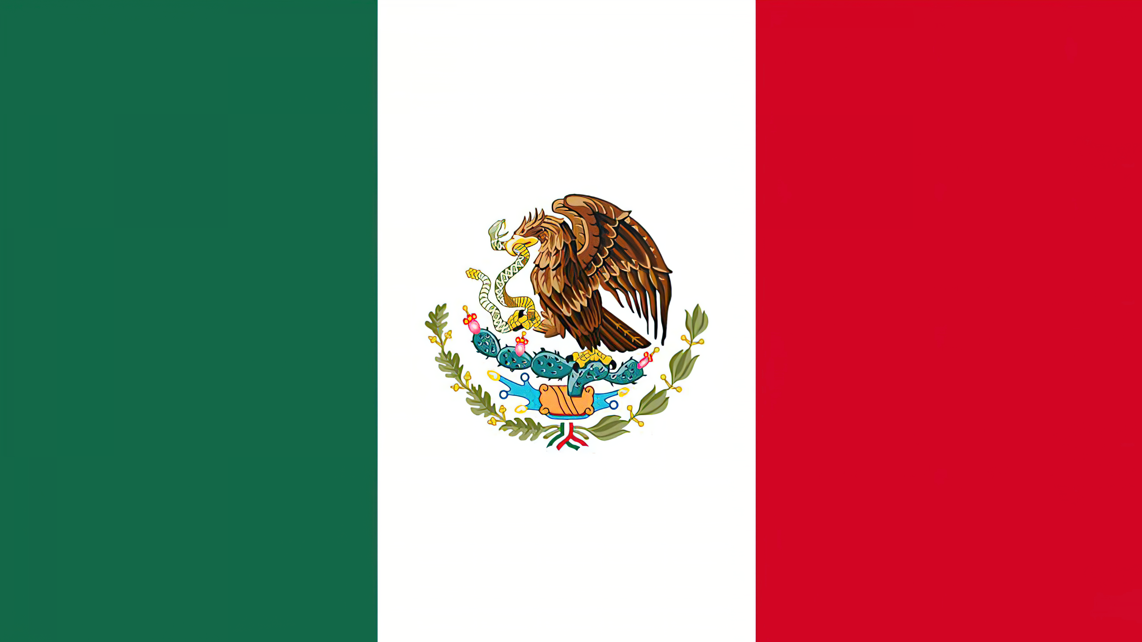 The national flag of Mexico with green, white, and red vertical stripes and the central coat of arms.