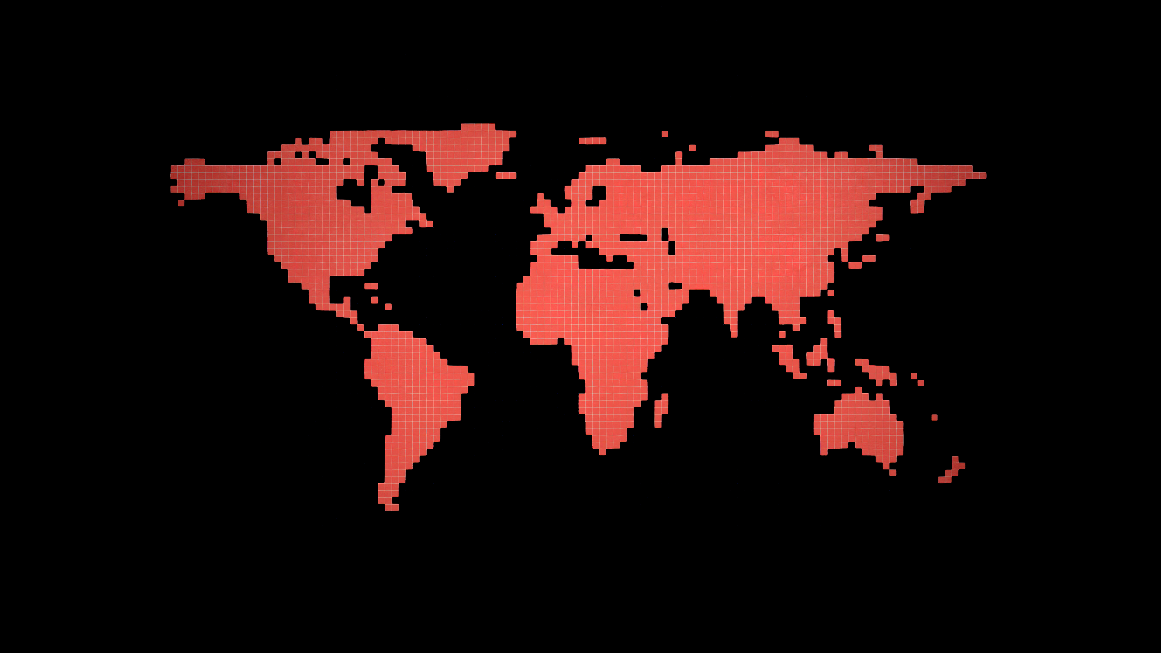 A minimalist world map with bright outlines on a solid black background, optimized for AMOLED and OLED screens.