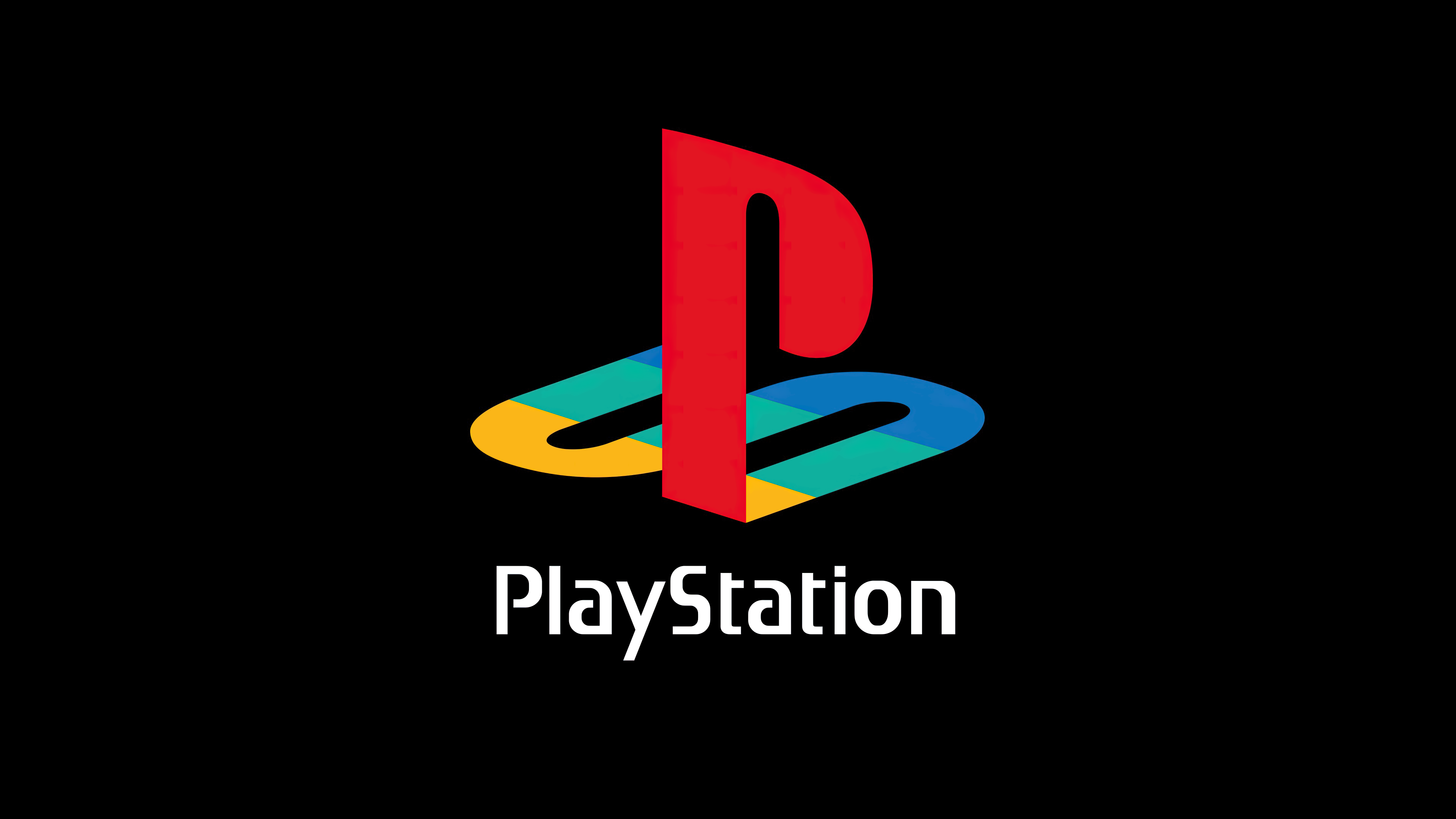 Minimalist PlayStation logo in 8K resolution on a solid black background.