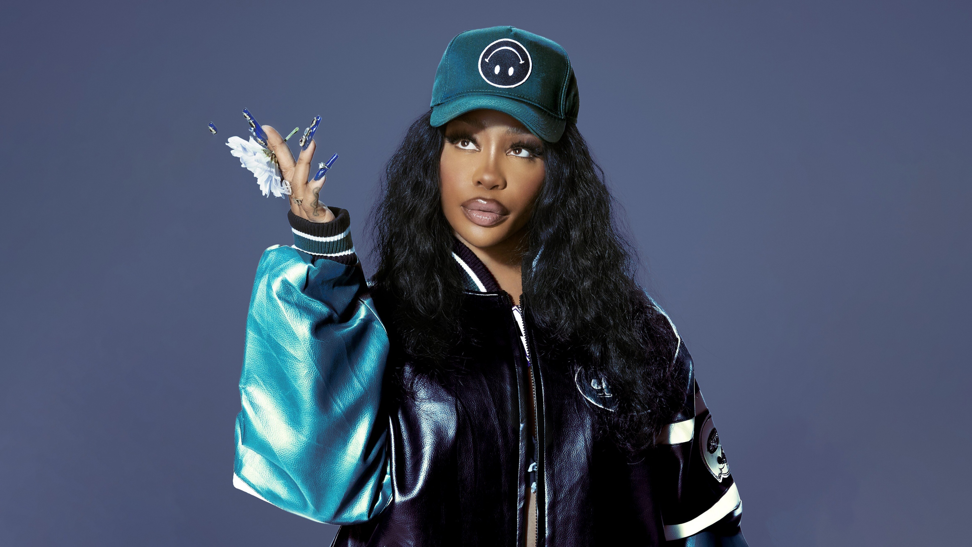 A detailed 5K resolution close-up portrait of American singer SZA