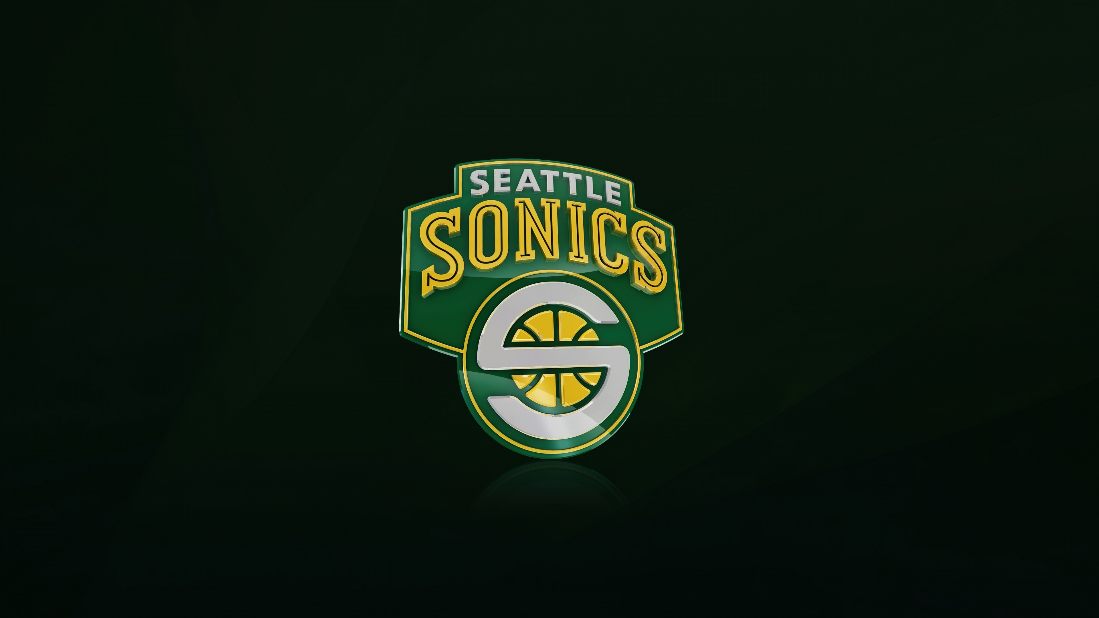 A professional basketball team logo with a sporty emblem set against a solid green background.