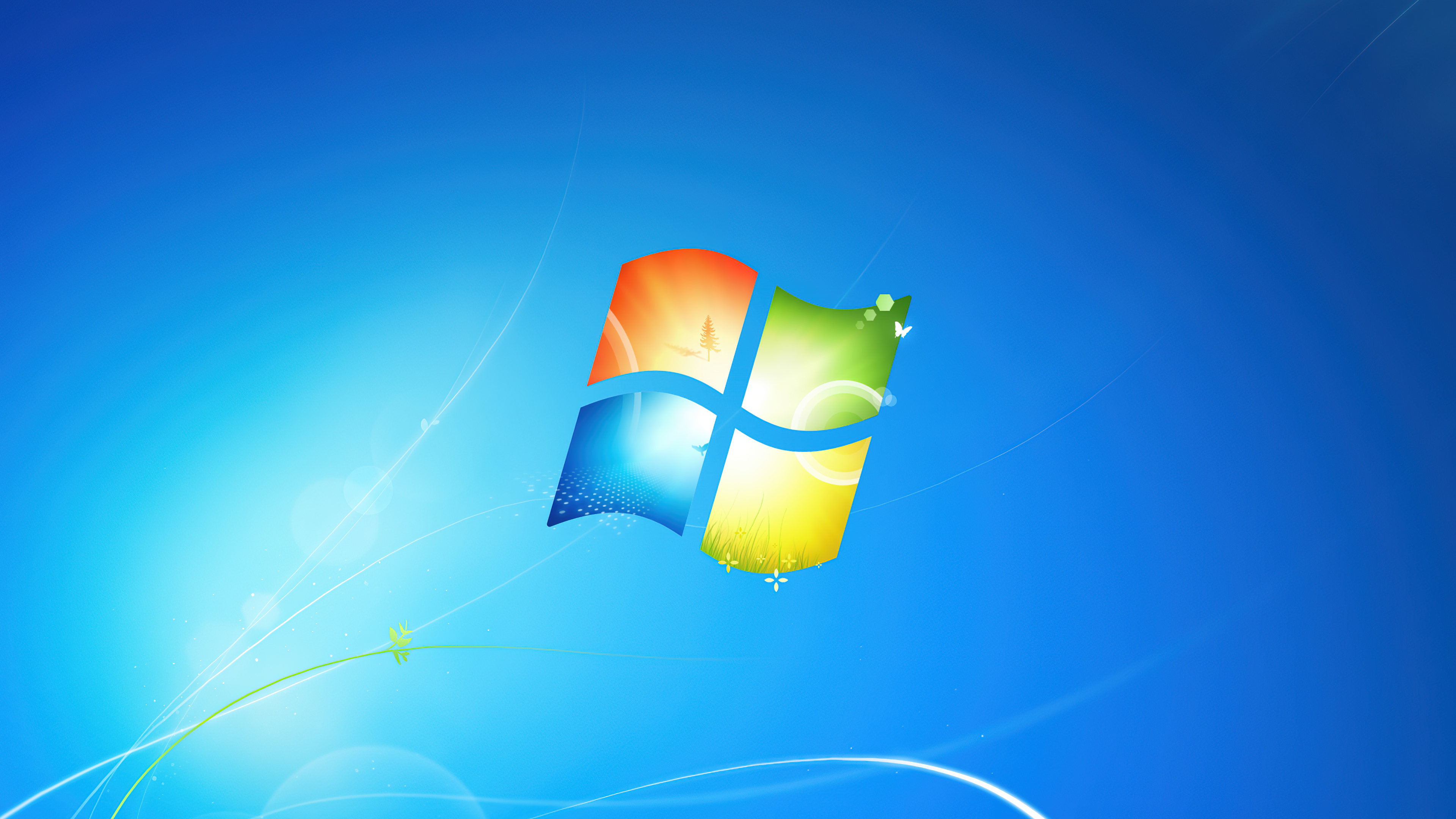 The Windows 7 logo displayed on a clean, official-looking blue background.