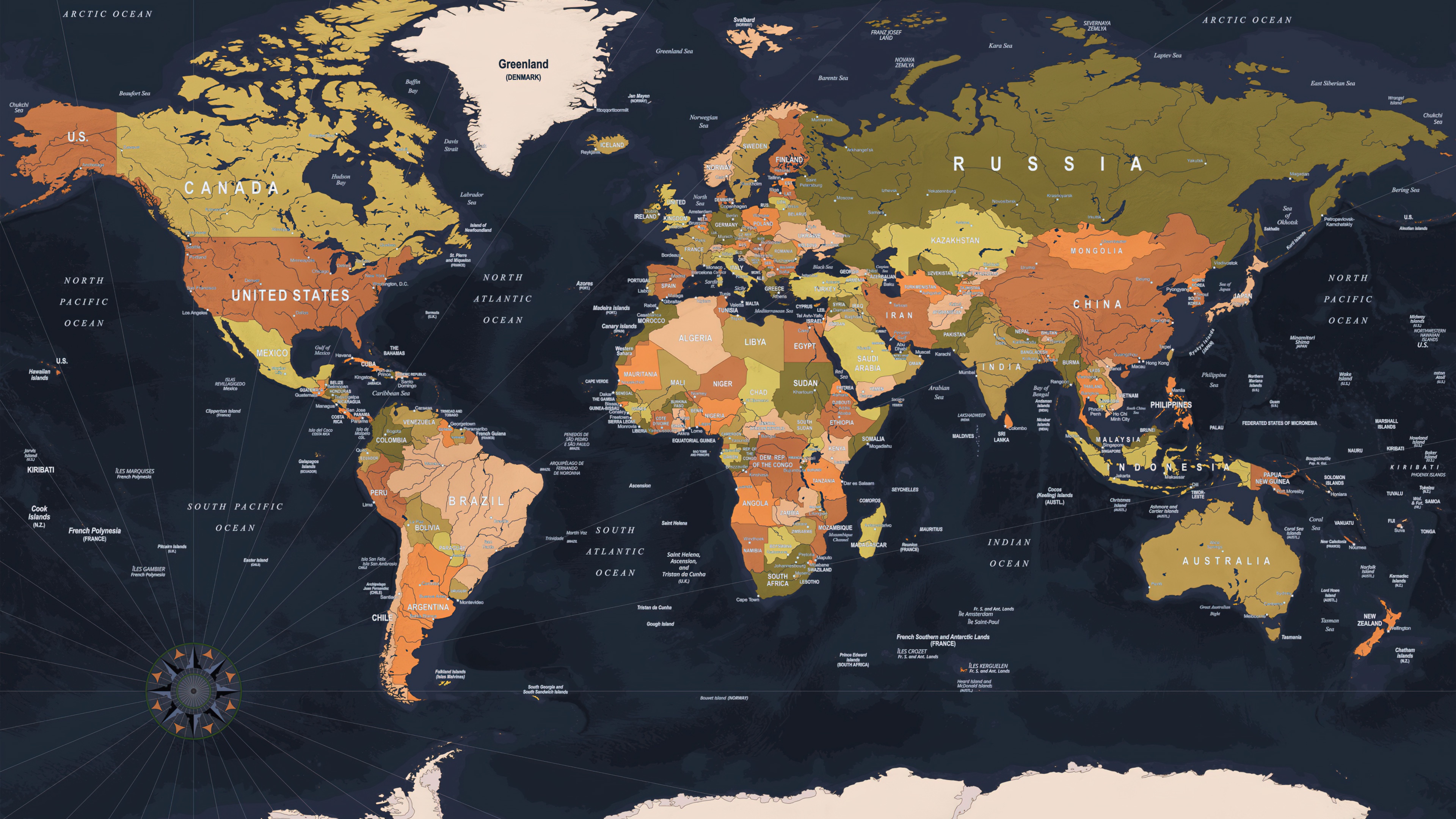 A stylized and artistic representation of the world map with a modern design aesthetic.
