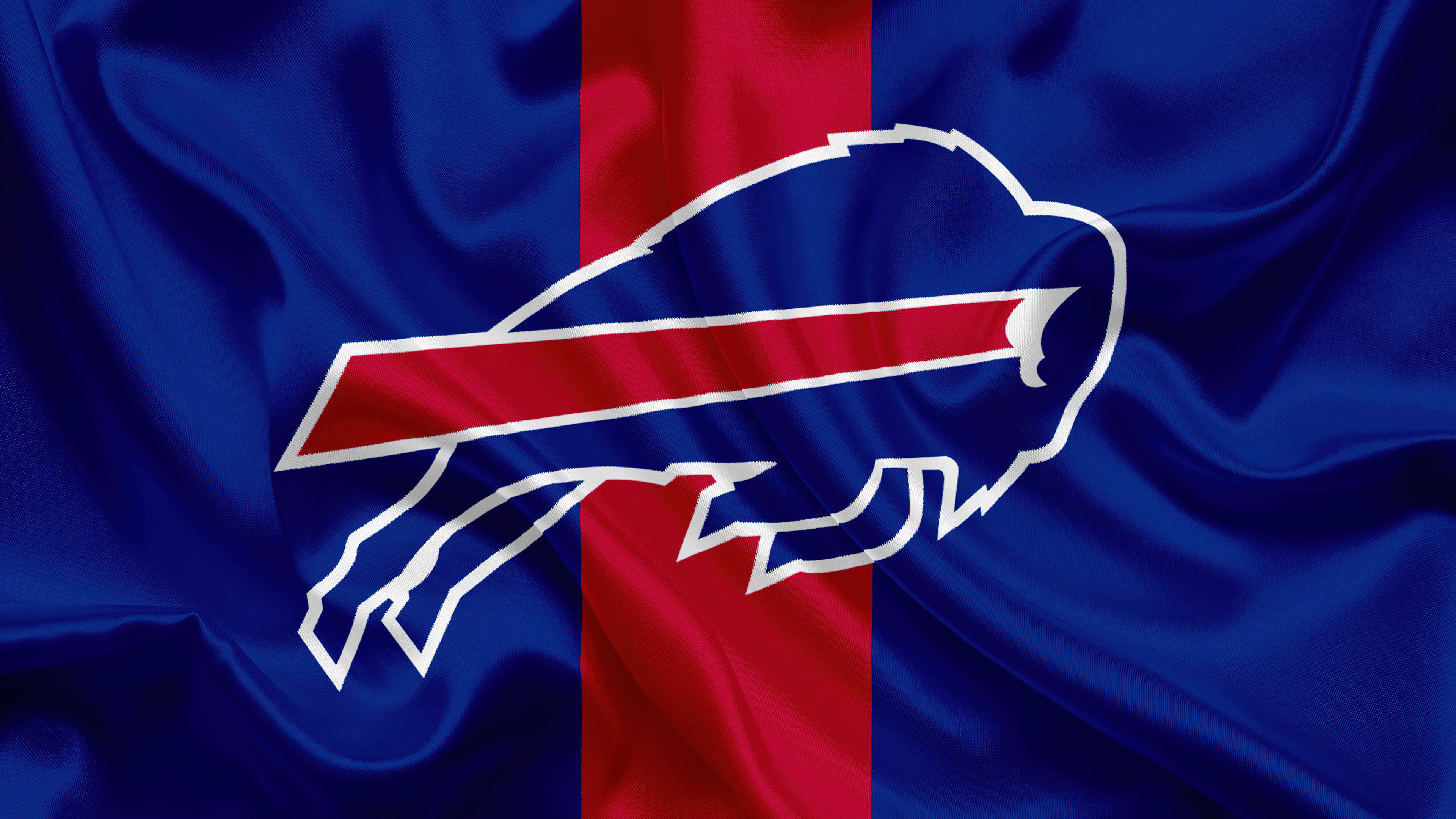 Buffalo Bills NFL team flag featuring the official charging buffalo logo and team colors
