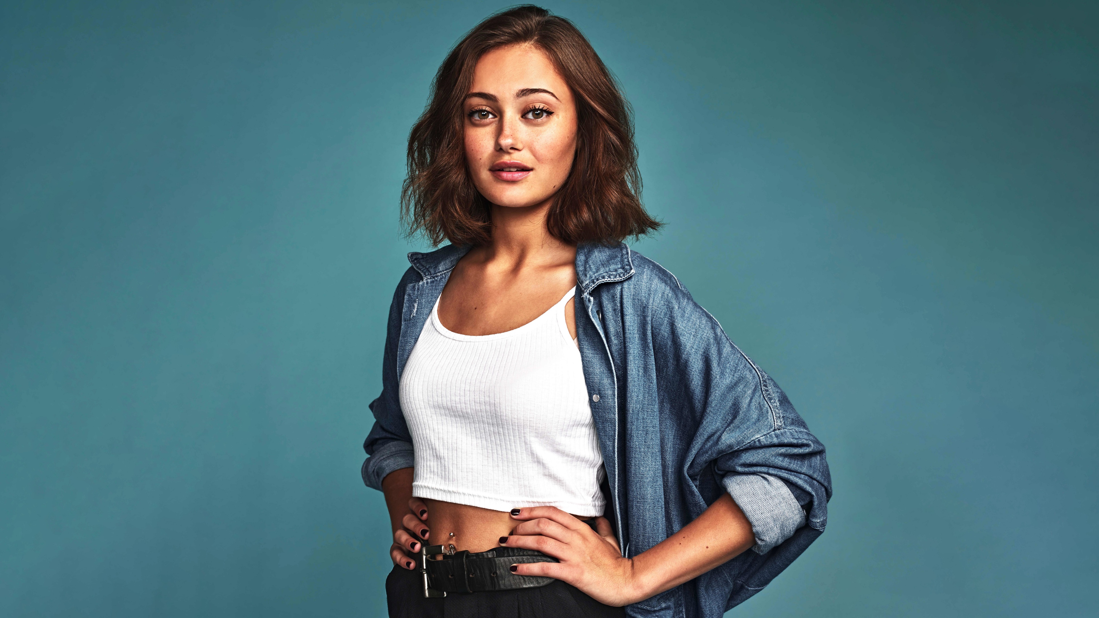 A high-resolution, professional studio photoshoot portrait of English actress Ella Purnell.