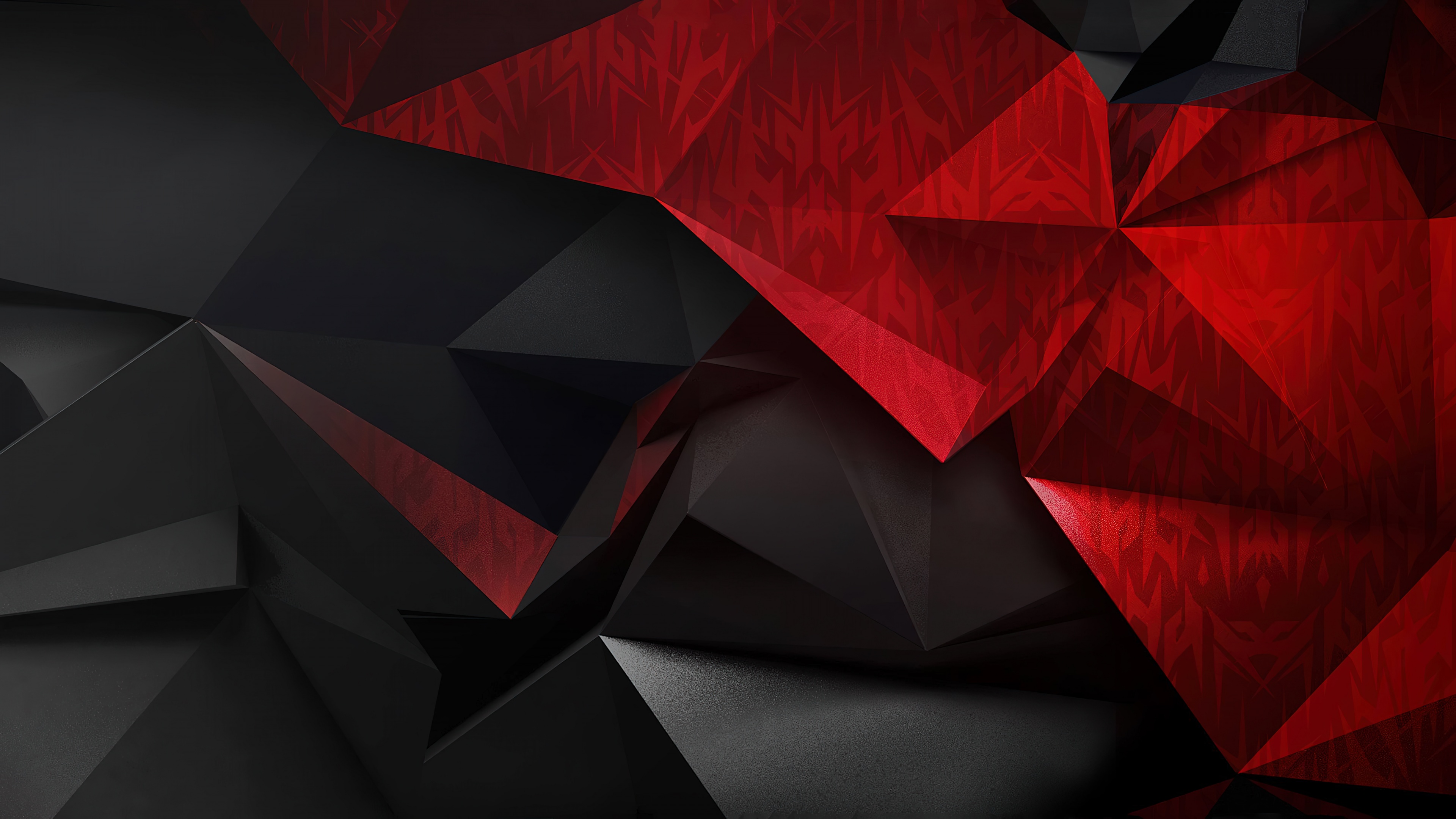 Abstract 5K gaming wallpaper featuring sharp geometric shapes and metallic textures inspired by Acer Predator.