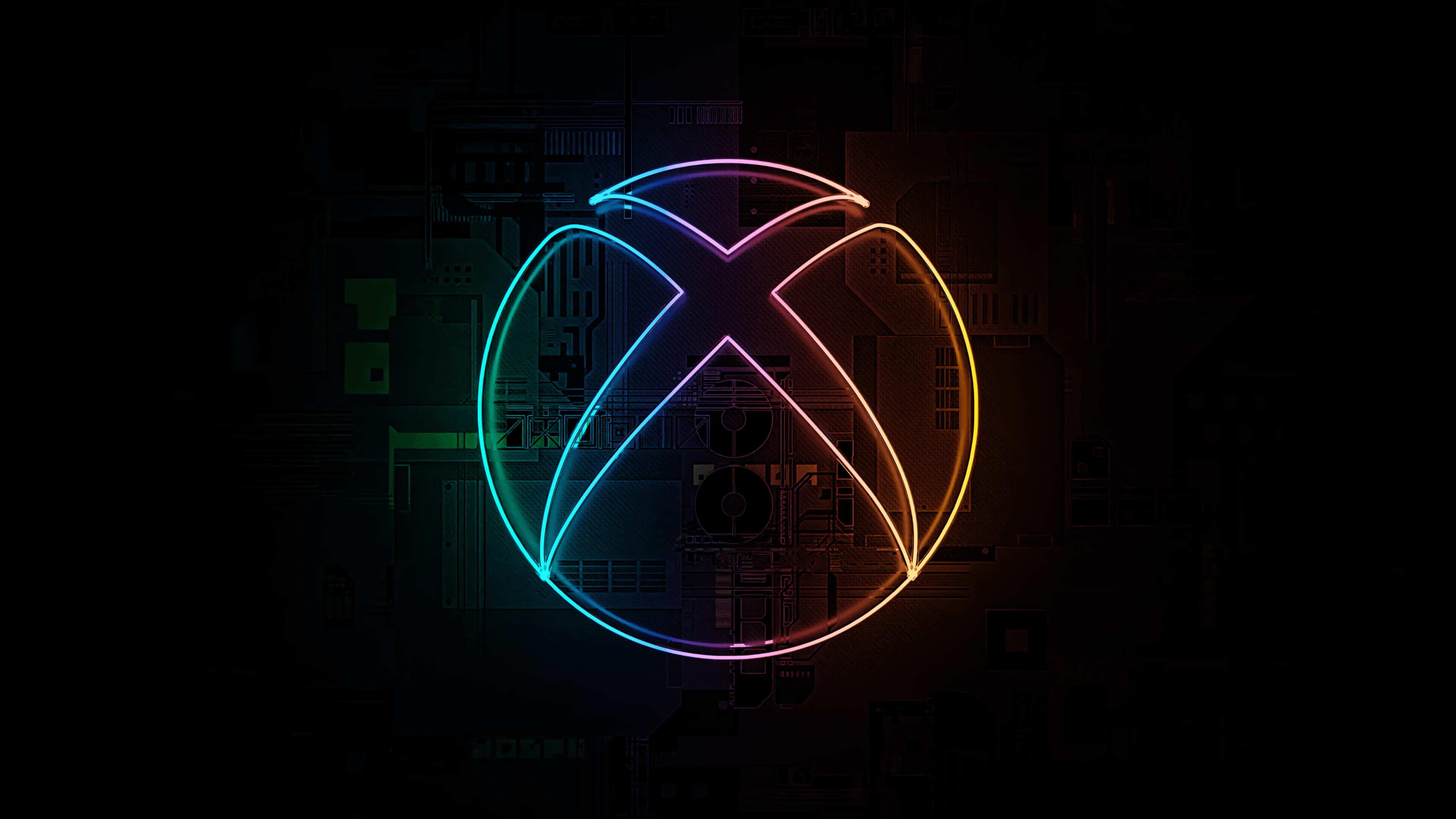A vibrant neon green and white Xbox logo glowing brightly on a solid black background.