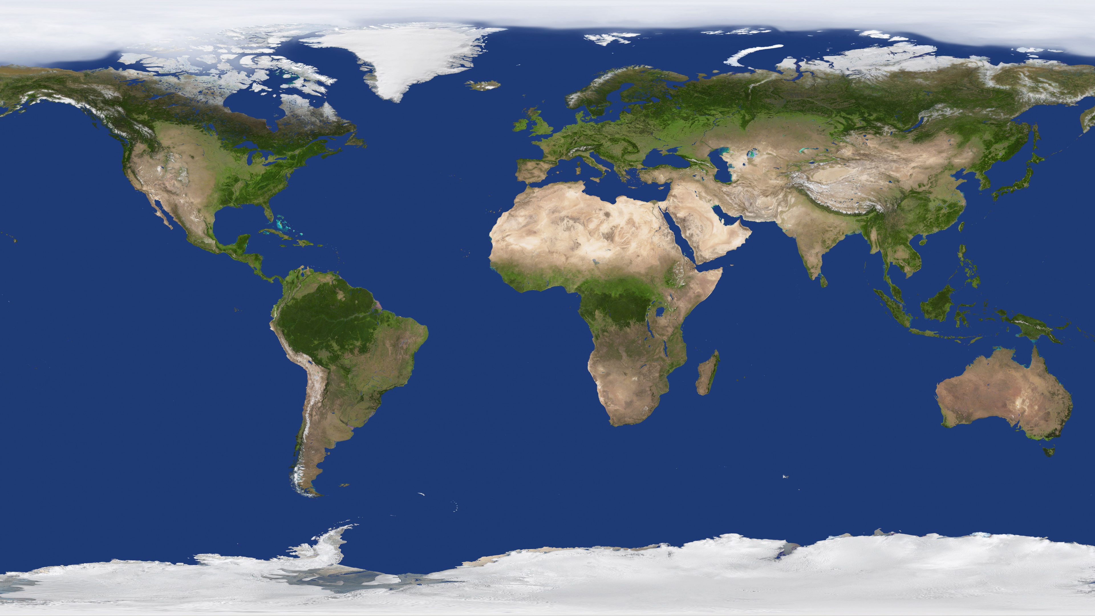 A highly detailed 8K world map of Earth showing continents and oceans in high resolution.