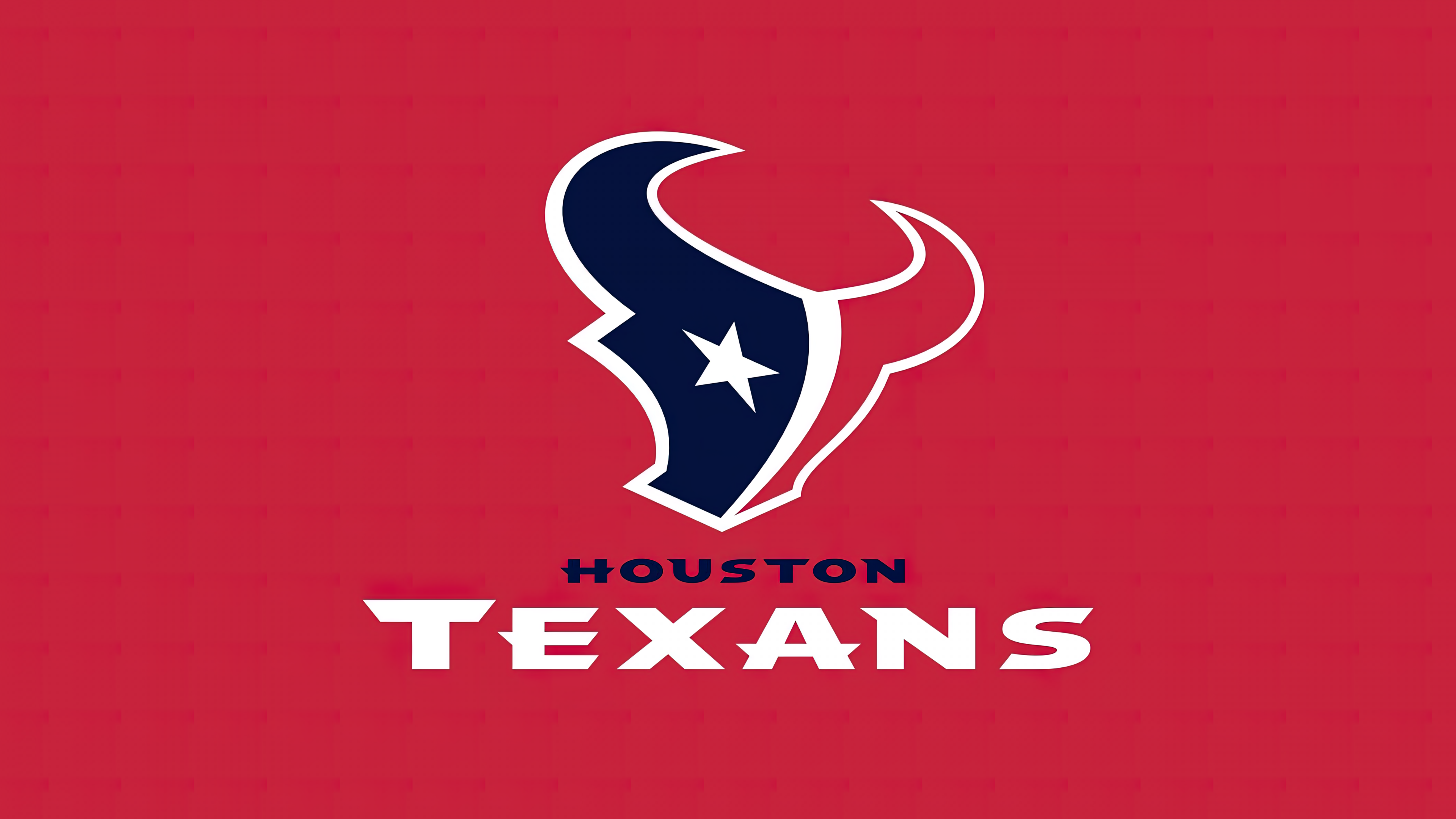 The official Houston Texans NFL team logo centered on a bold red background.