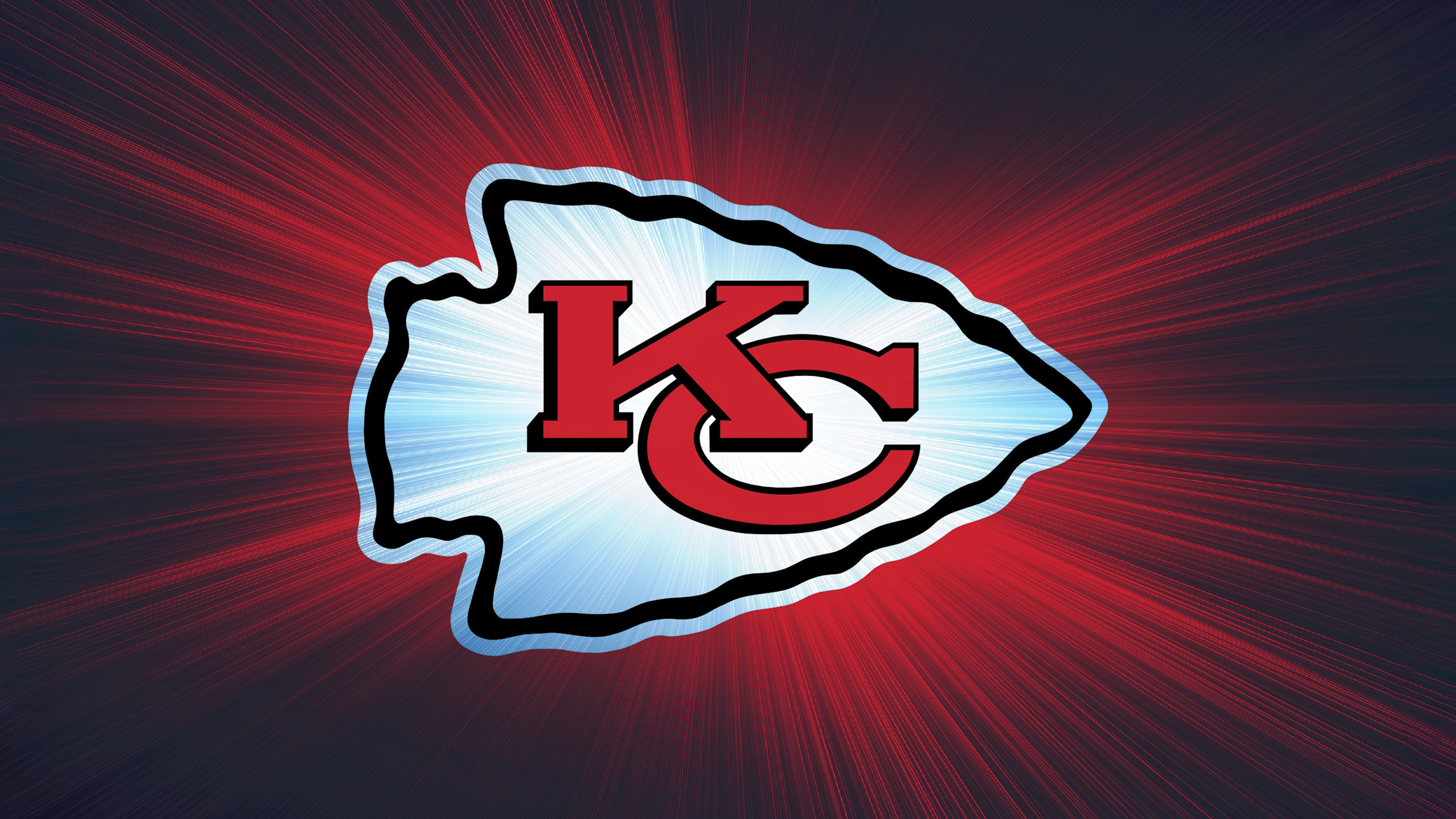 The official Kansas City Chiefs American football logo centered on a vibrant red background.