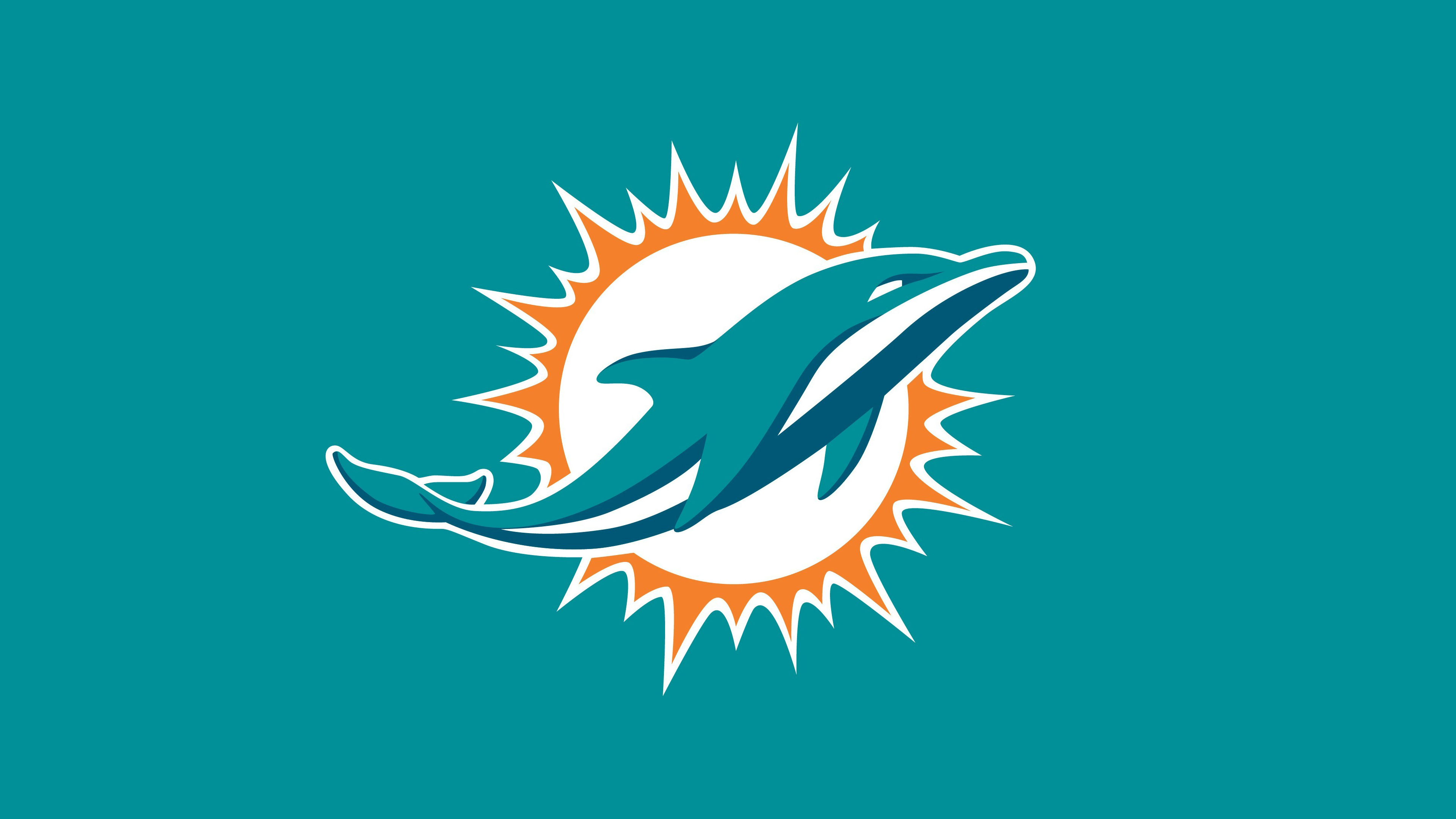 Miami Dolphins NFL logo on a solid teal background